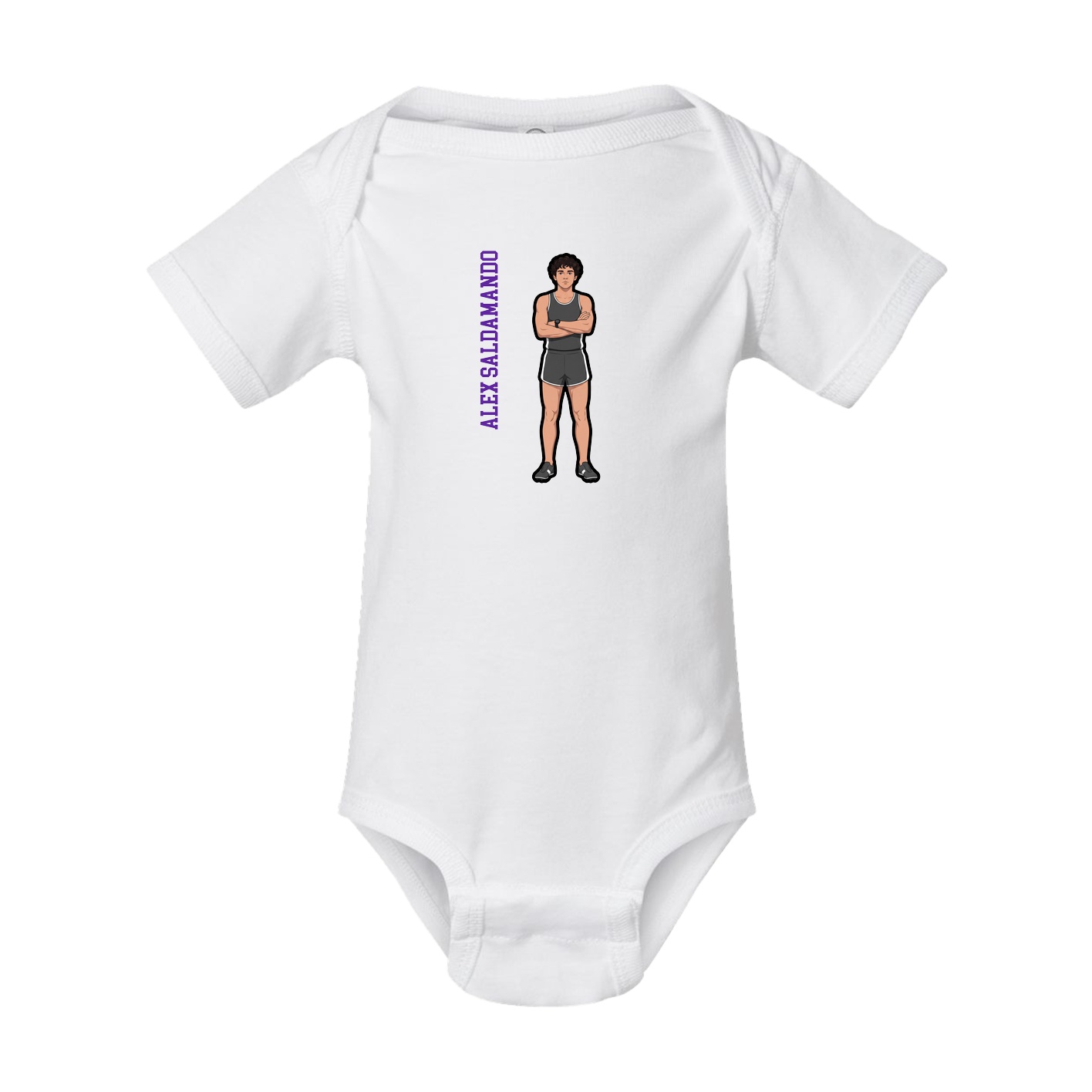 Baby Onesie — Name Vertical in White