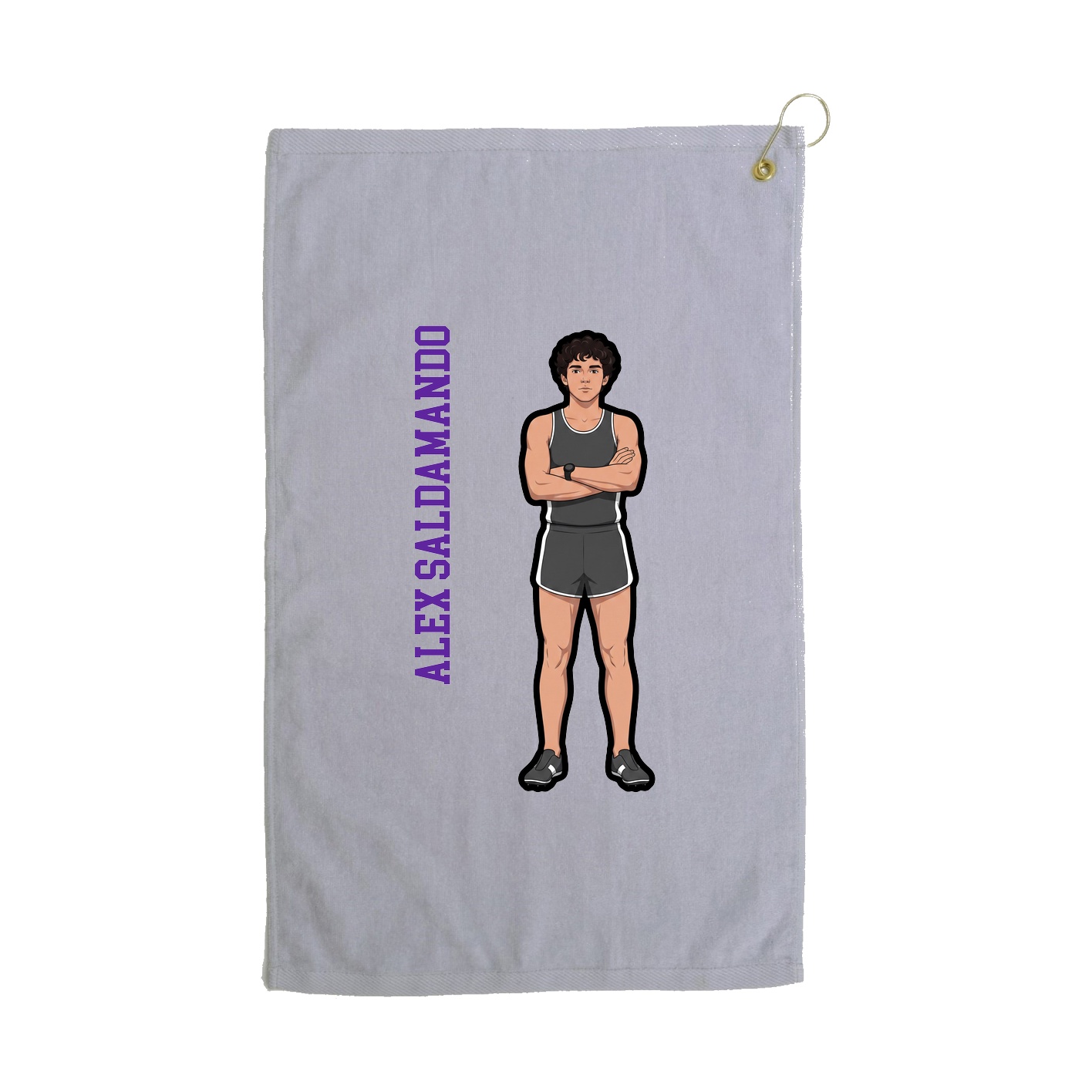 Golf Towel — Name Vertical in Grey