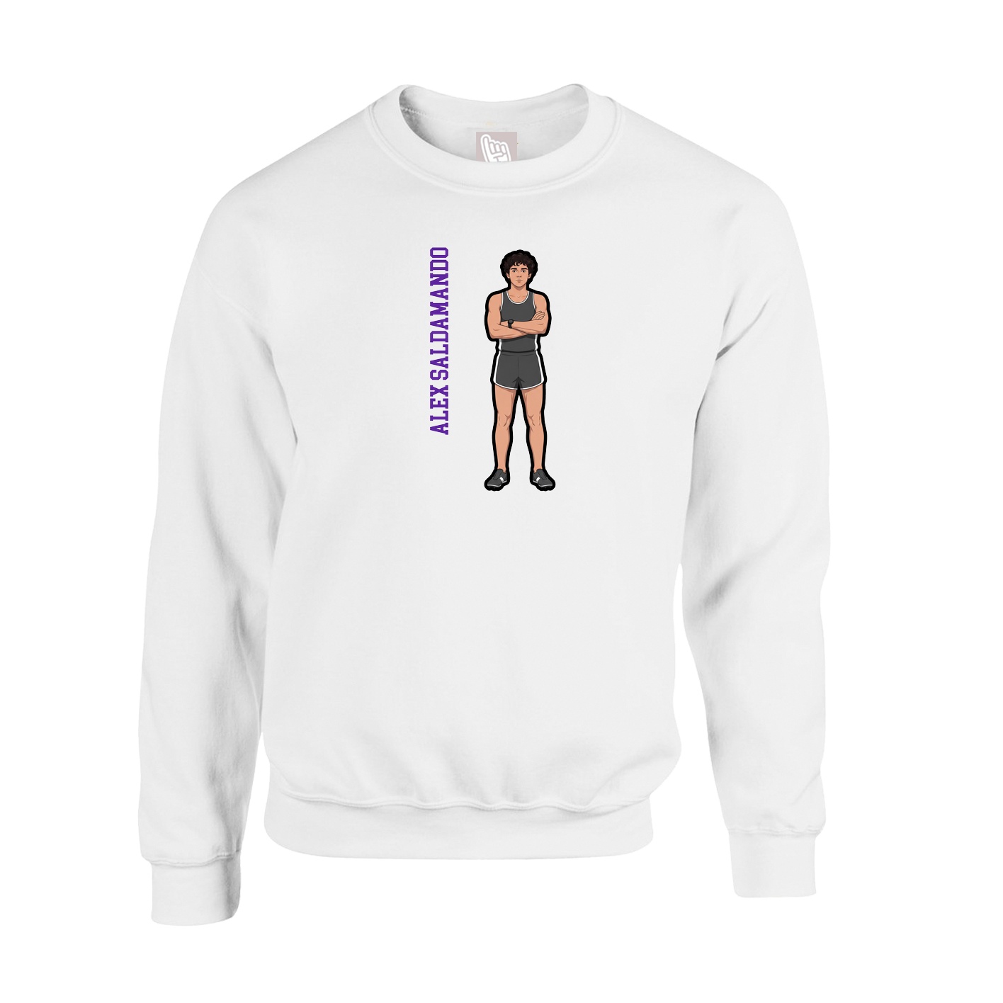 Fleece Crew — Name Vertical in White