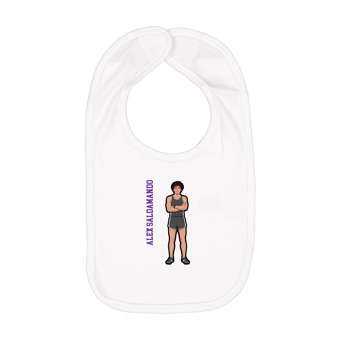 Infant Bib — Name Vertical in White