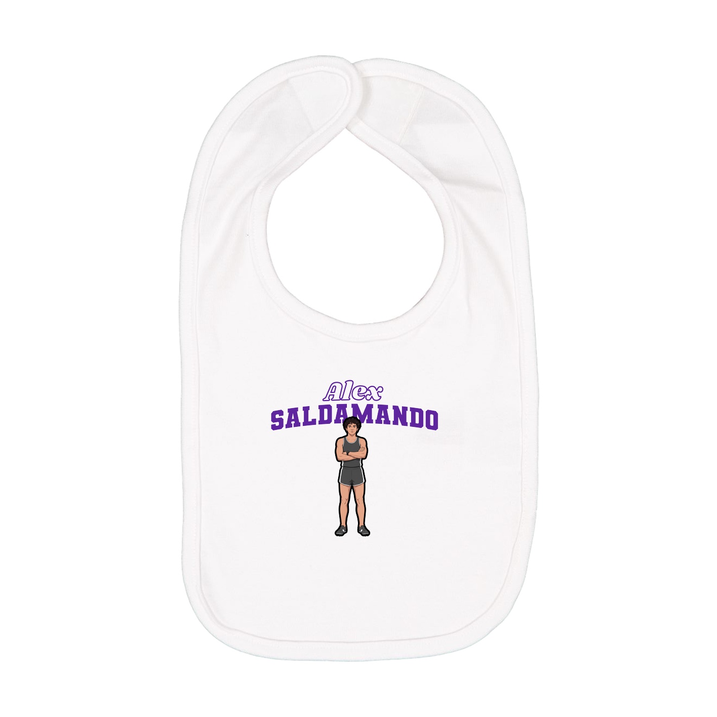 Infant Bib — Name Arch in White