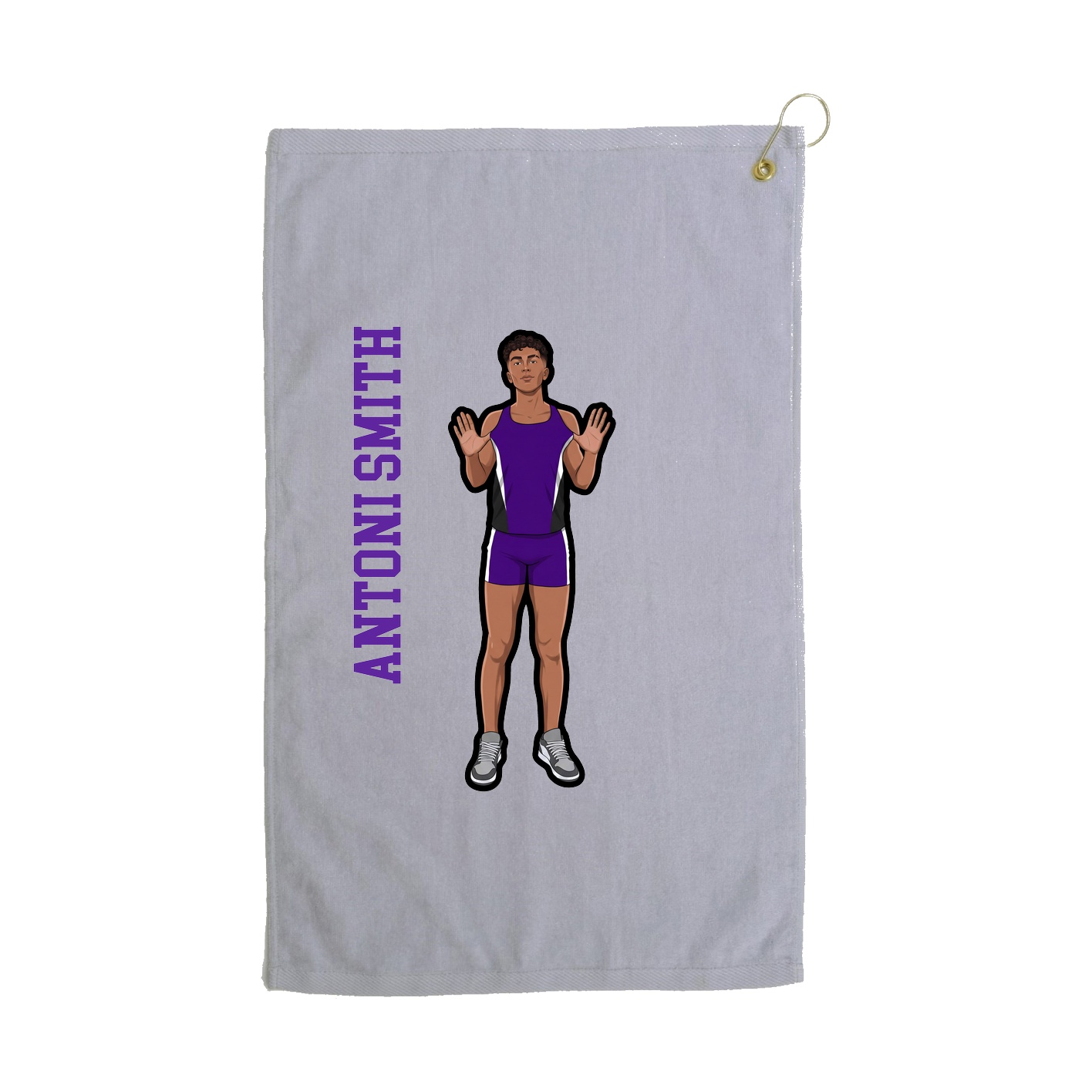 Golf Towel — Name Vertical in Grey