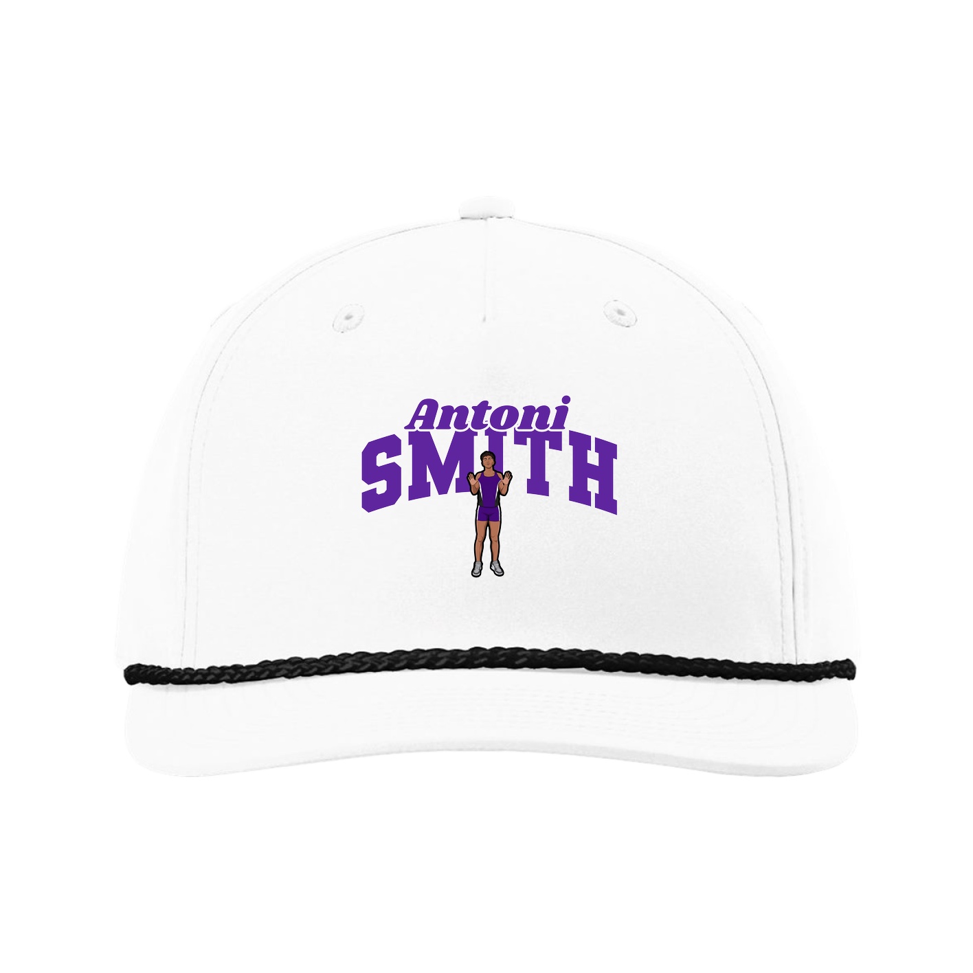Five-Panel Classic Rope Cap — Signature Arch in White