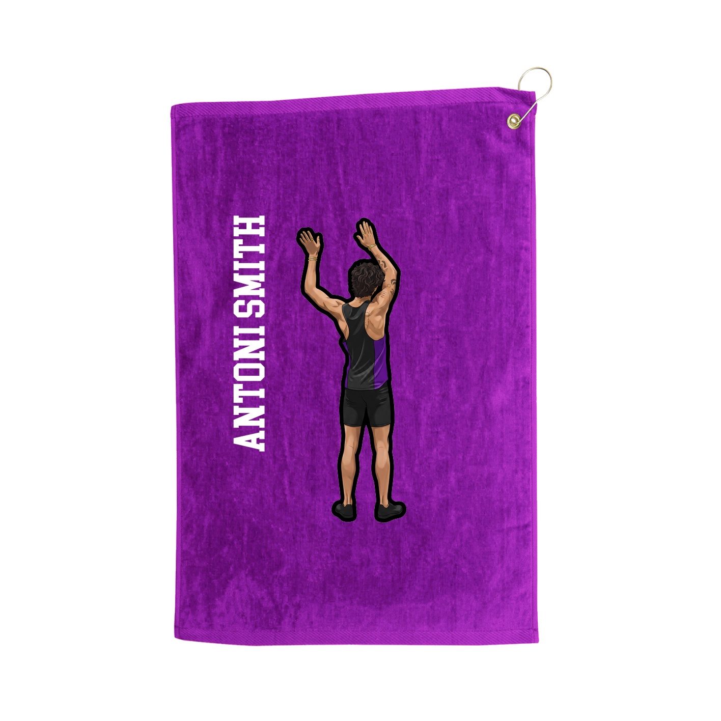 Golf Towel — Name Vertical in Purple