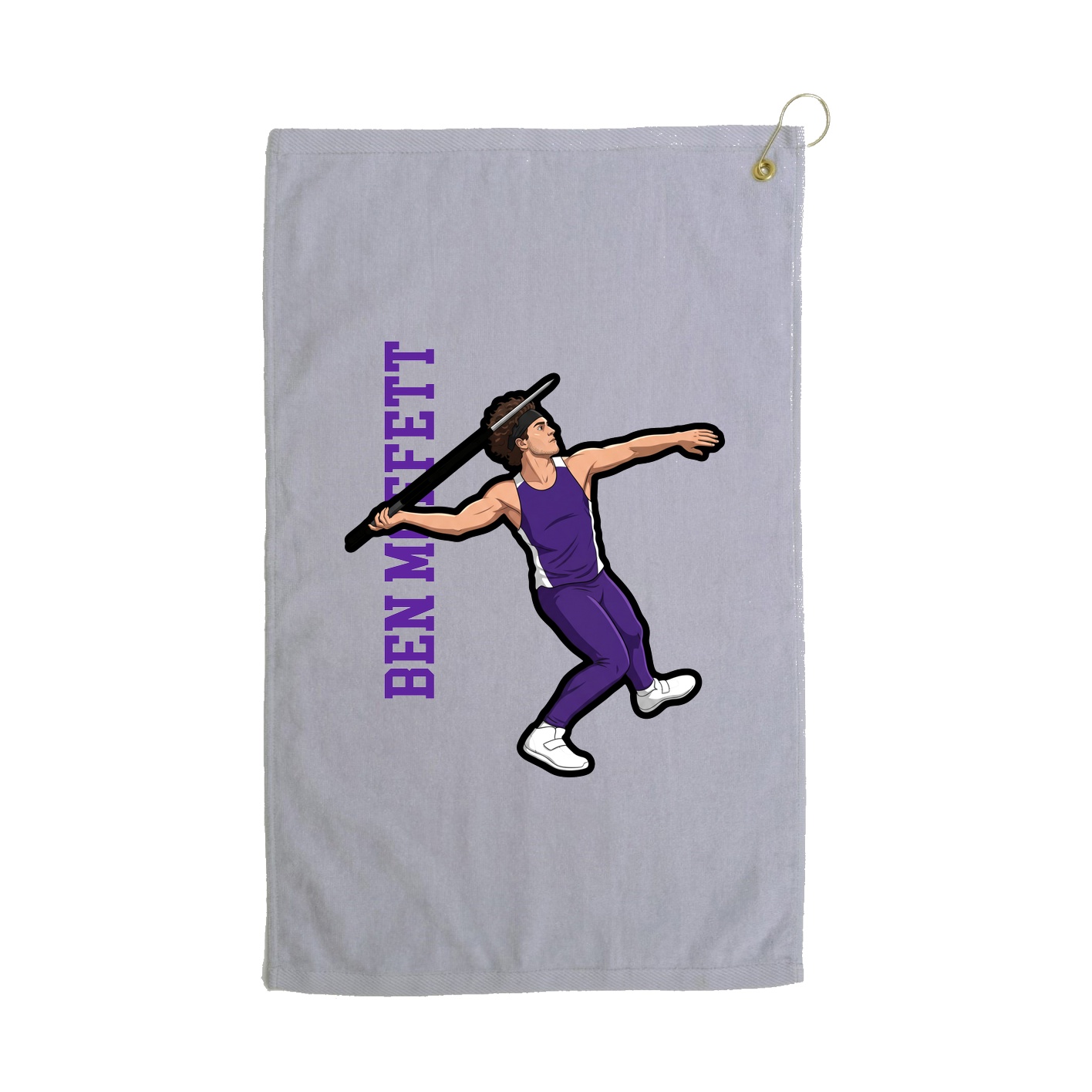 Golf Towel — Name Vertical in Grey