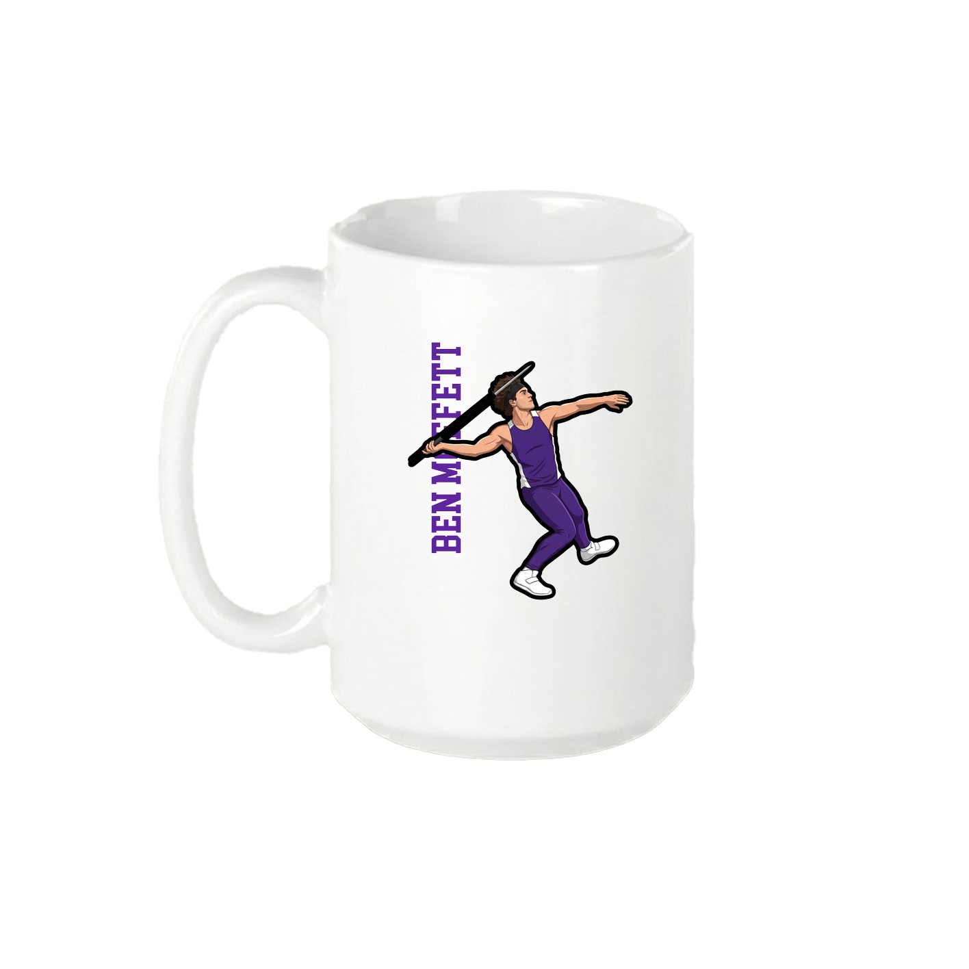 15oz Coffee Mug — Name Vertical in White