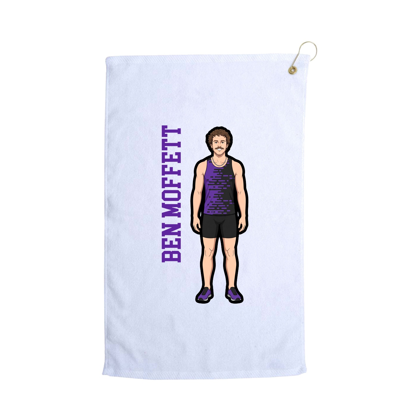 Golf Towel — Name Vertical in White