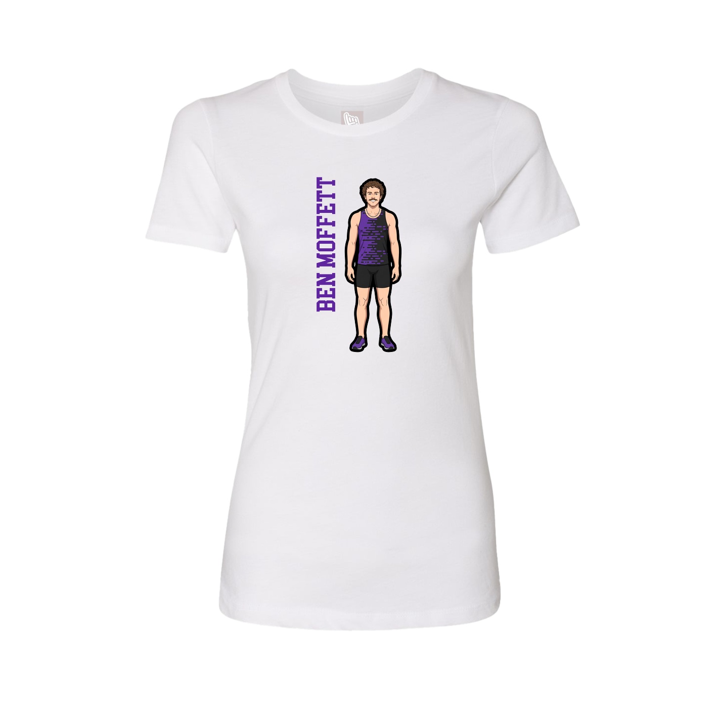 Fitted Women's Tee — Name Vertical in White