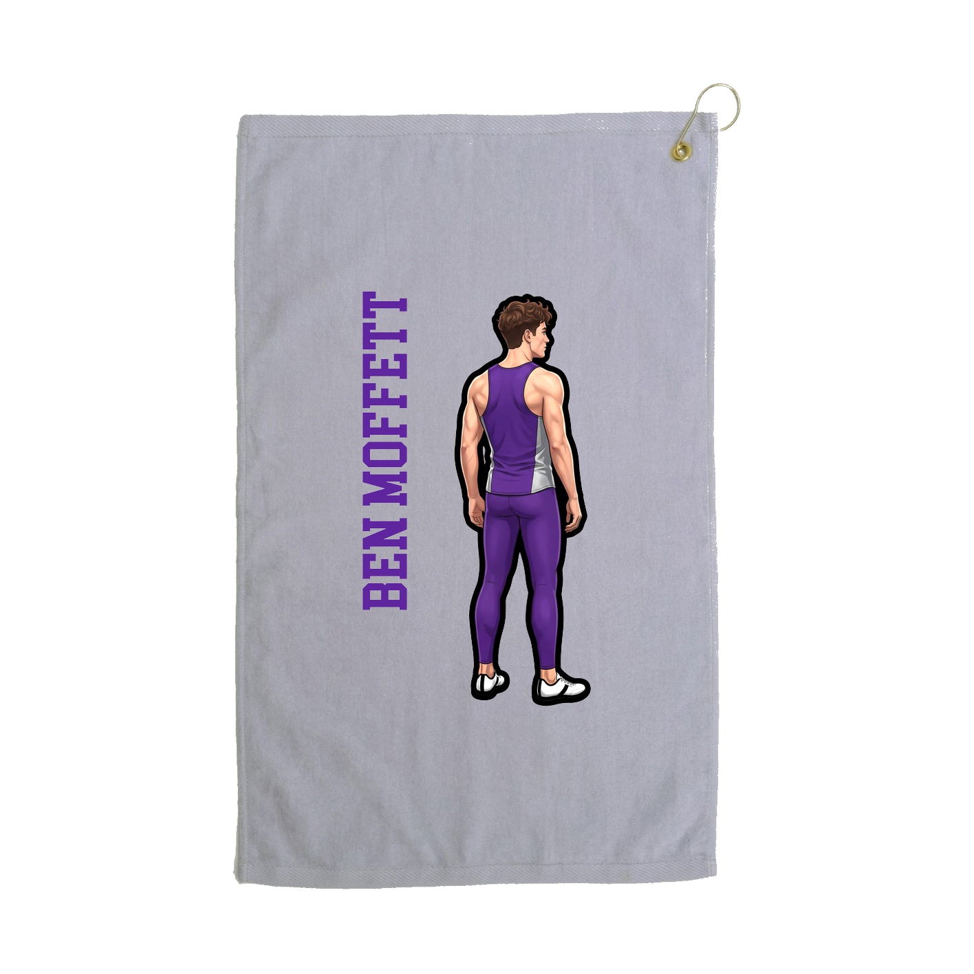 Golf Towel — Name Vertical in Grey