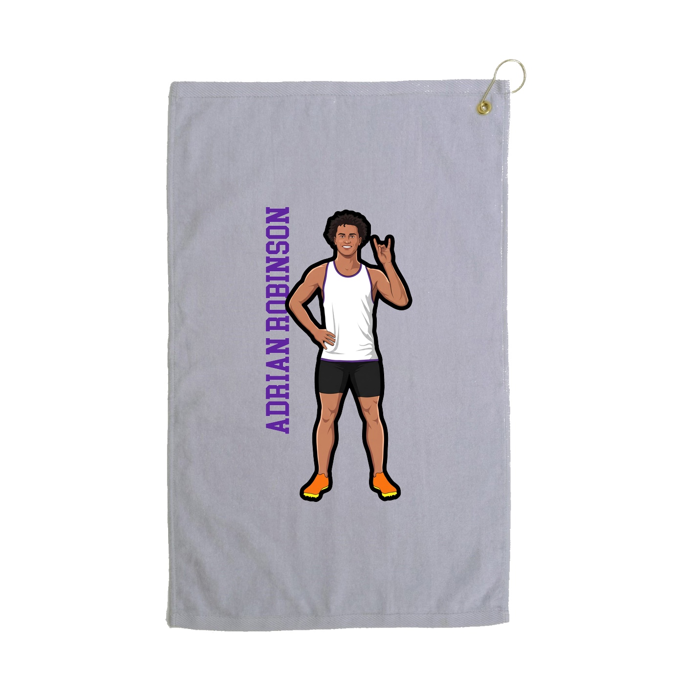 Golf Towel — Name Vertical in Grey