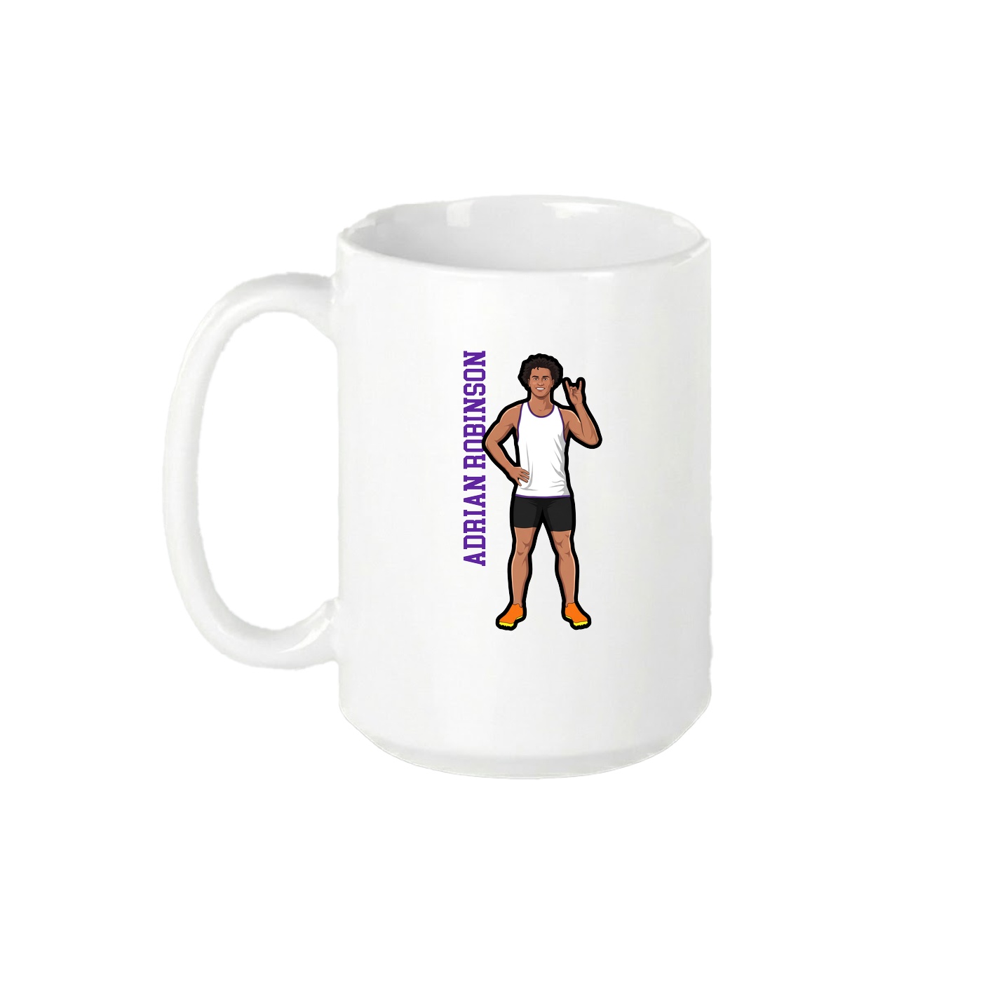 15oz Coffee Mug — Name Vertical in White