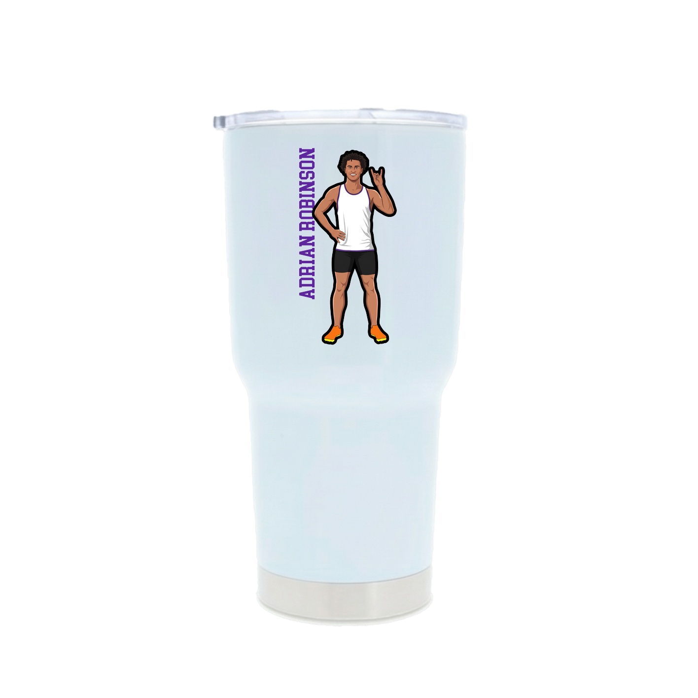 30oz Stainless Steel Tumbler — Name Vertical in White