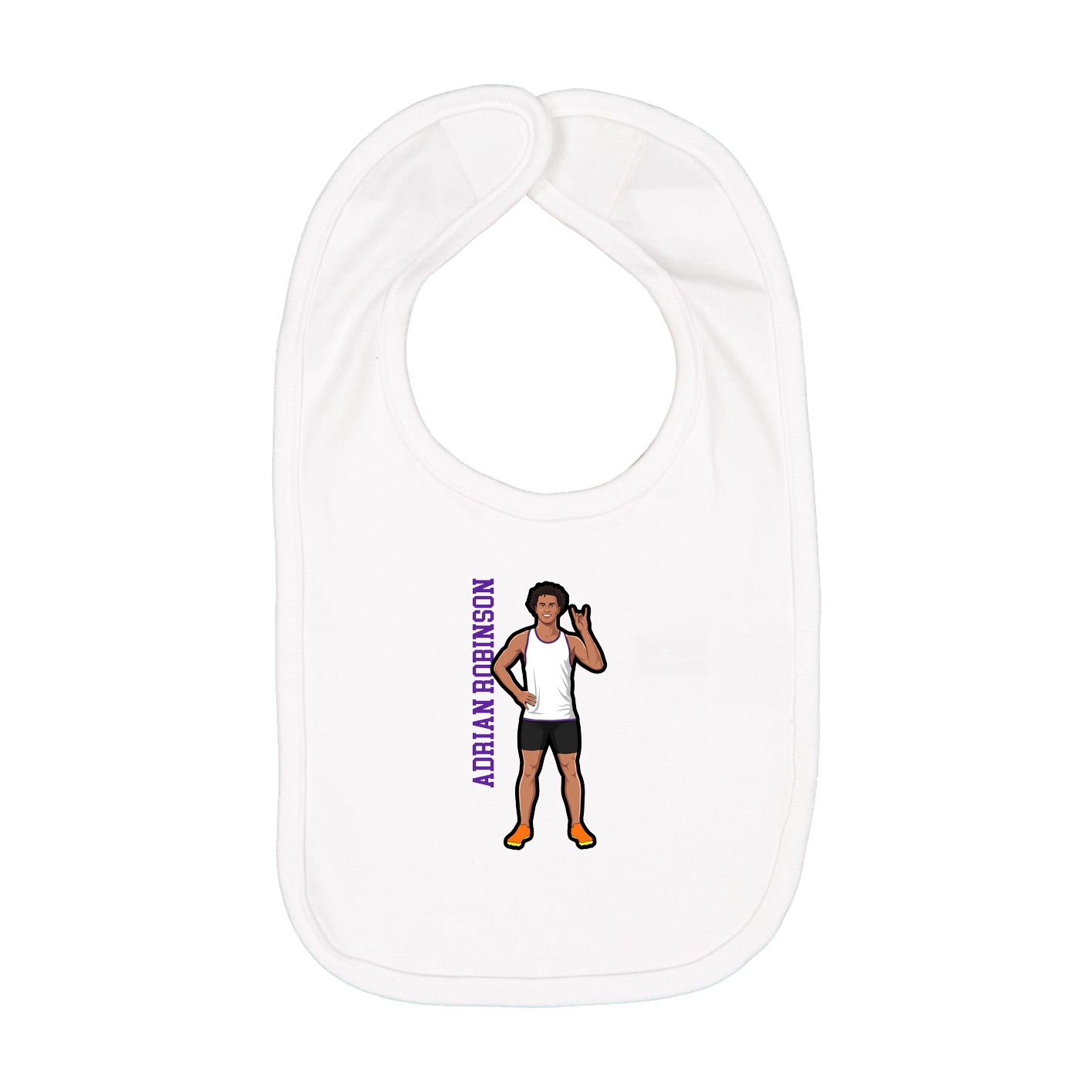 Infant Bib — Name Vertical in White