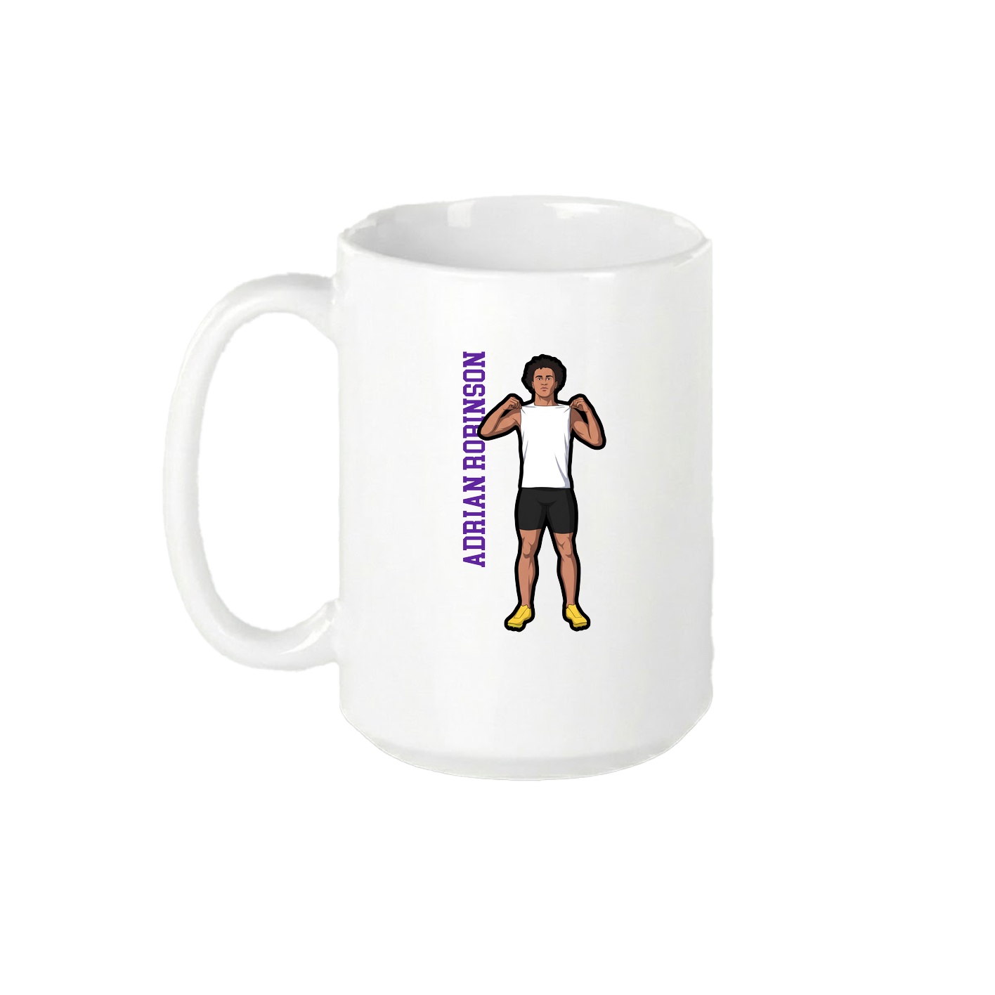 15oz Coffee Mug — Name Vertical in White