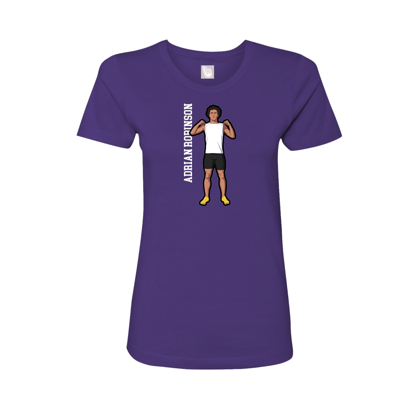 Fitted Women's Tee — Name Vertical in Purple