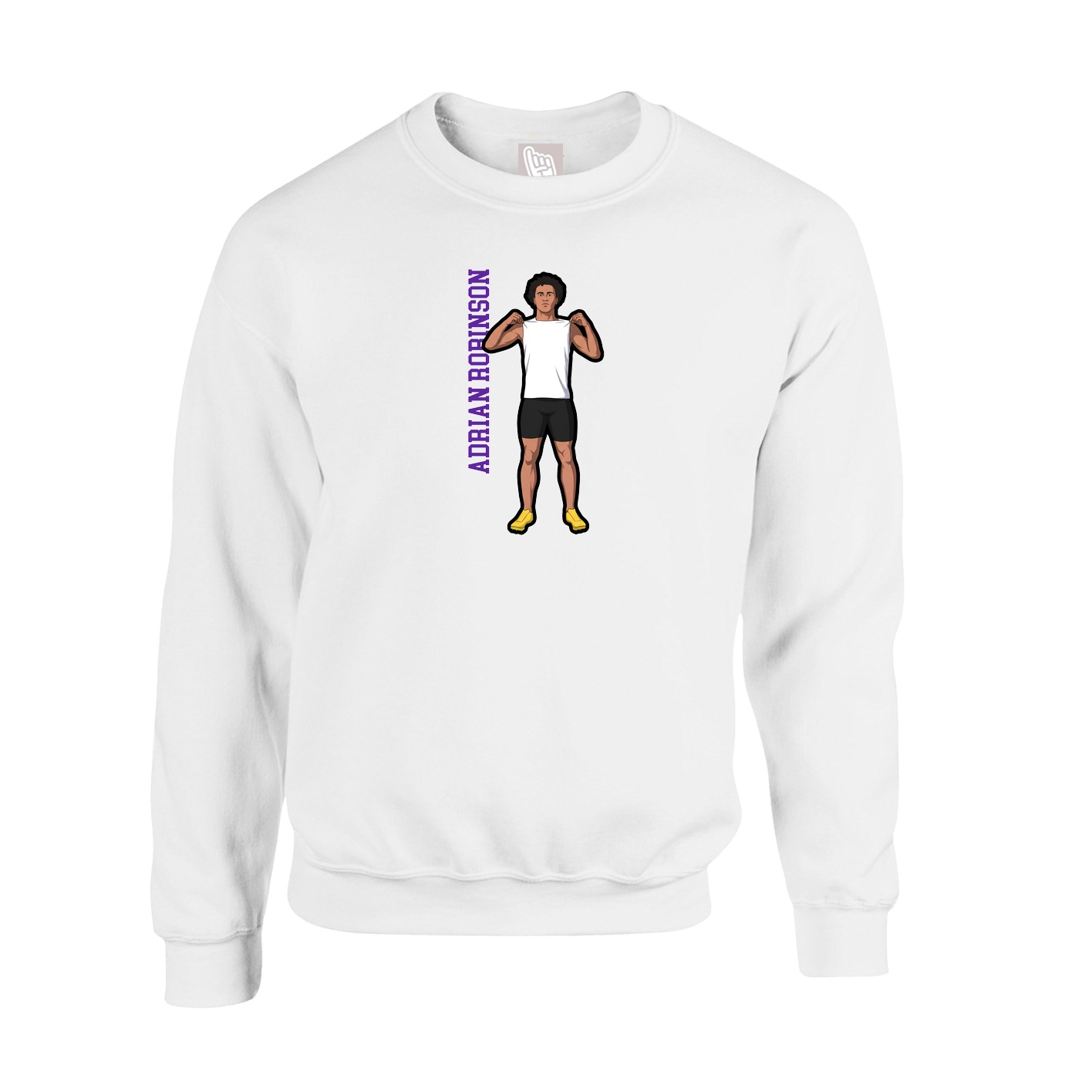 Fleece Crew — Name Vertical in White