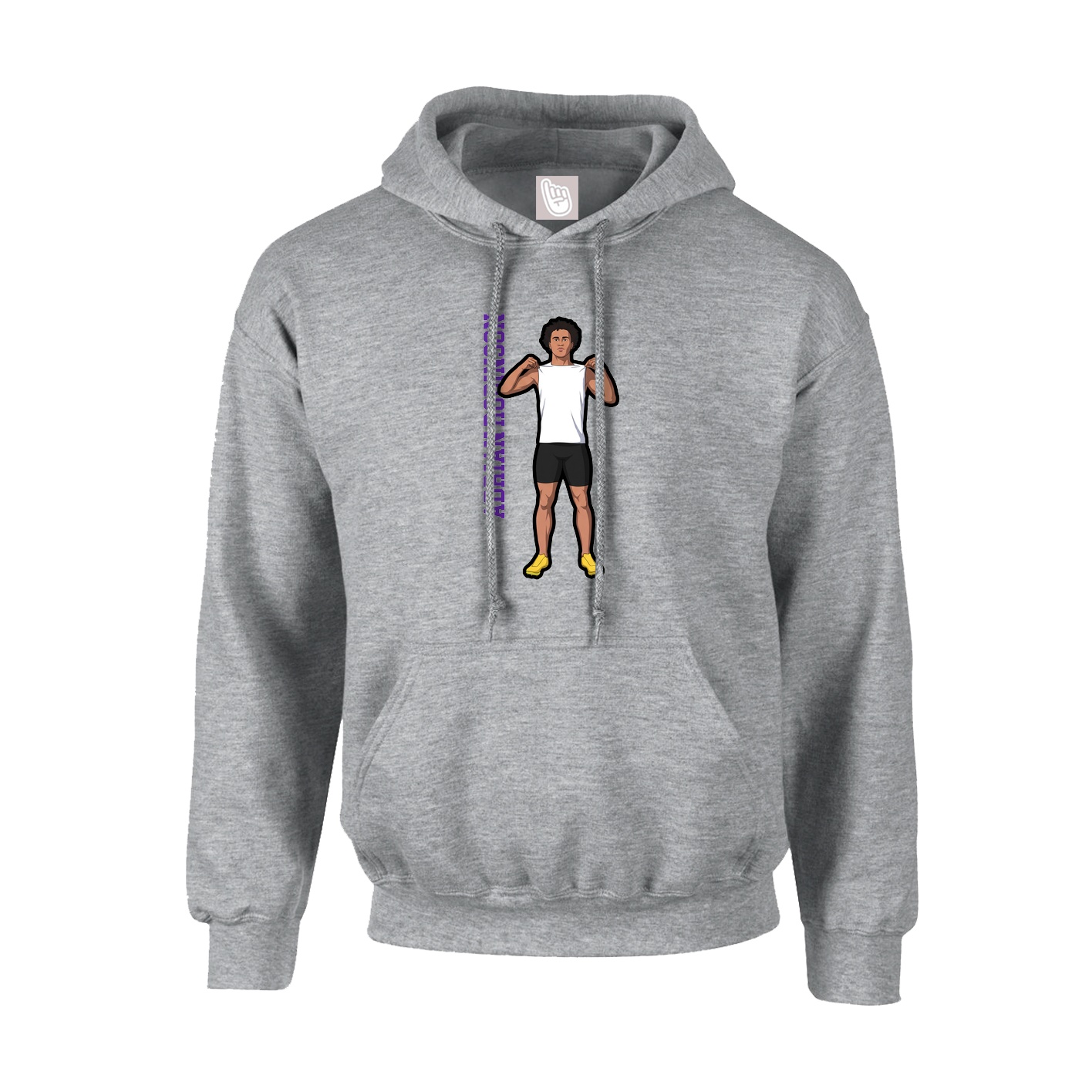 Youth Hoodie — Name Vertical in Grey