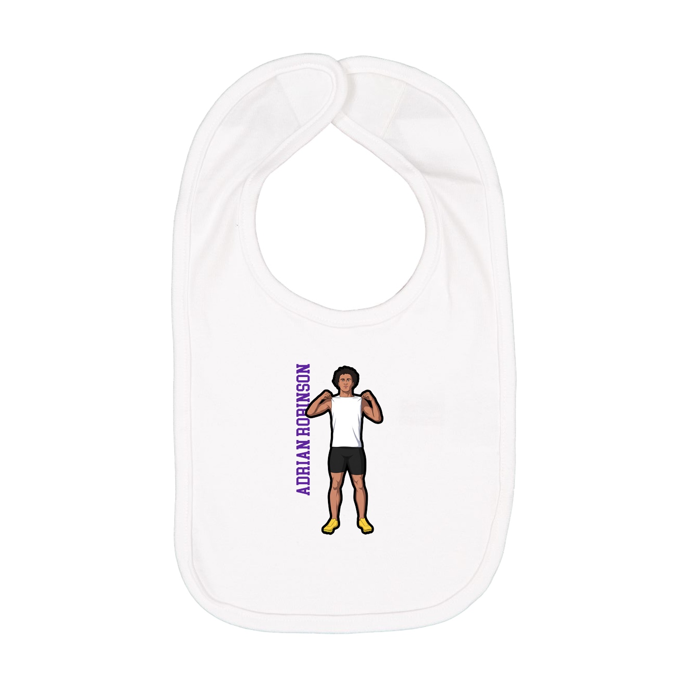 Infant Bib — Name Vertical in White