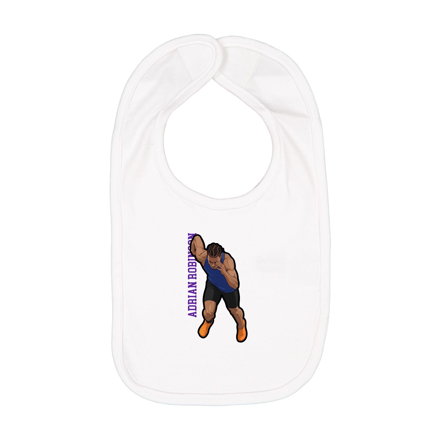 Infant Bib — Name Vertical in White