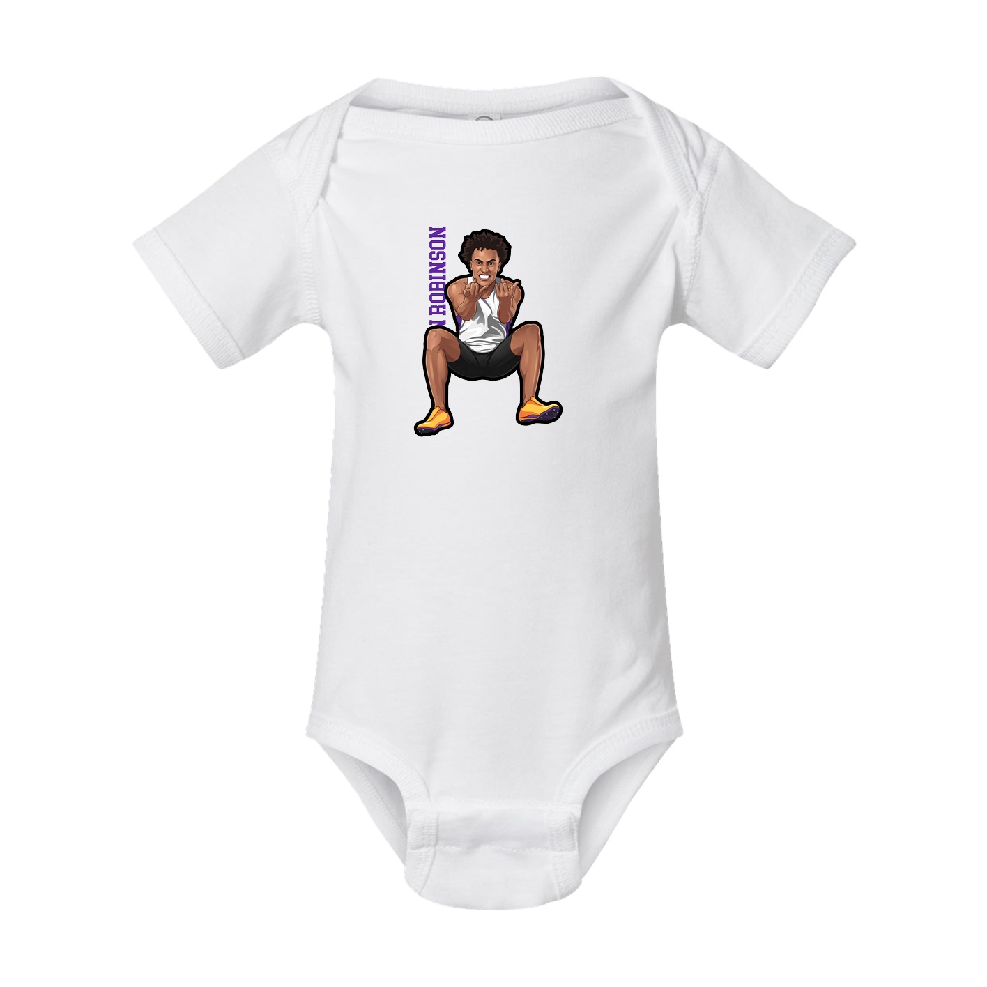 Baby Onesie — Name Vertical in White