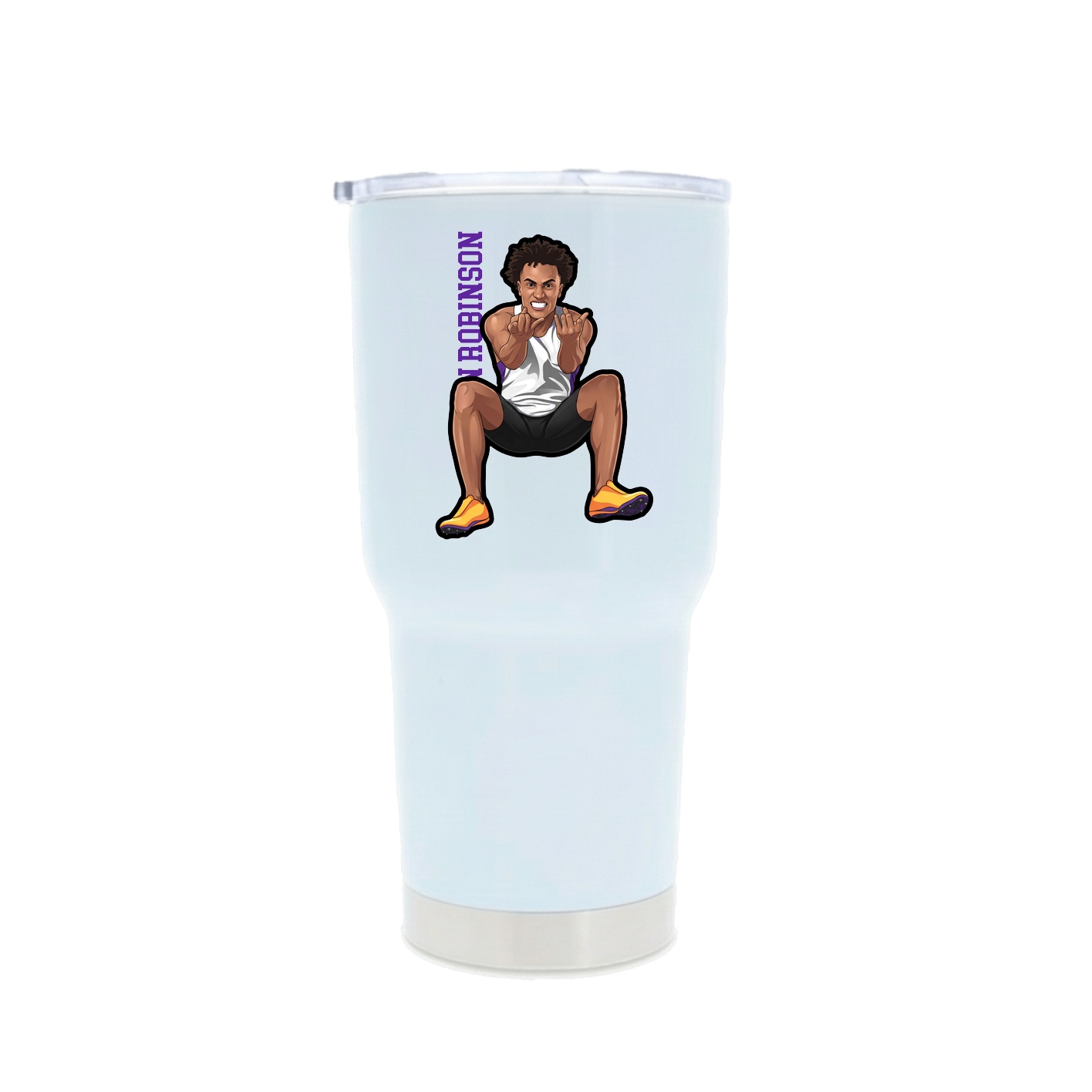 30oz Stainless Steel Tumbler — Name Vertical in White