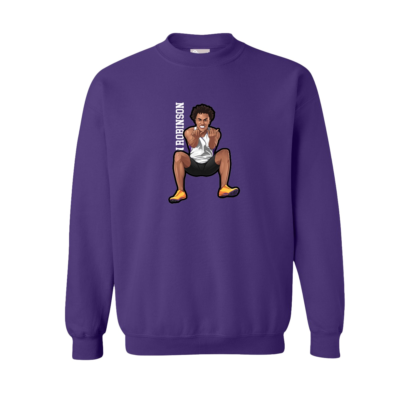 Fleece Crew — Name Vertical in Purple
