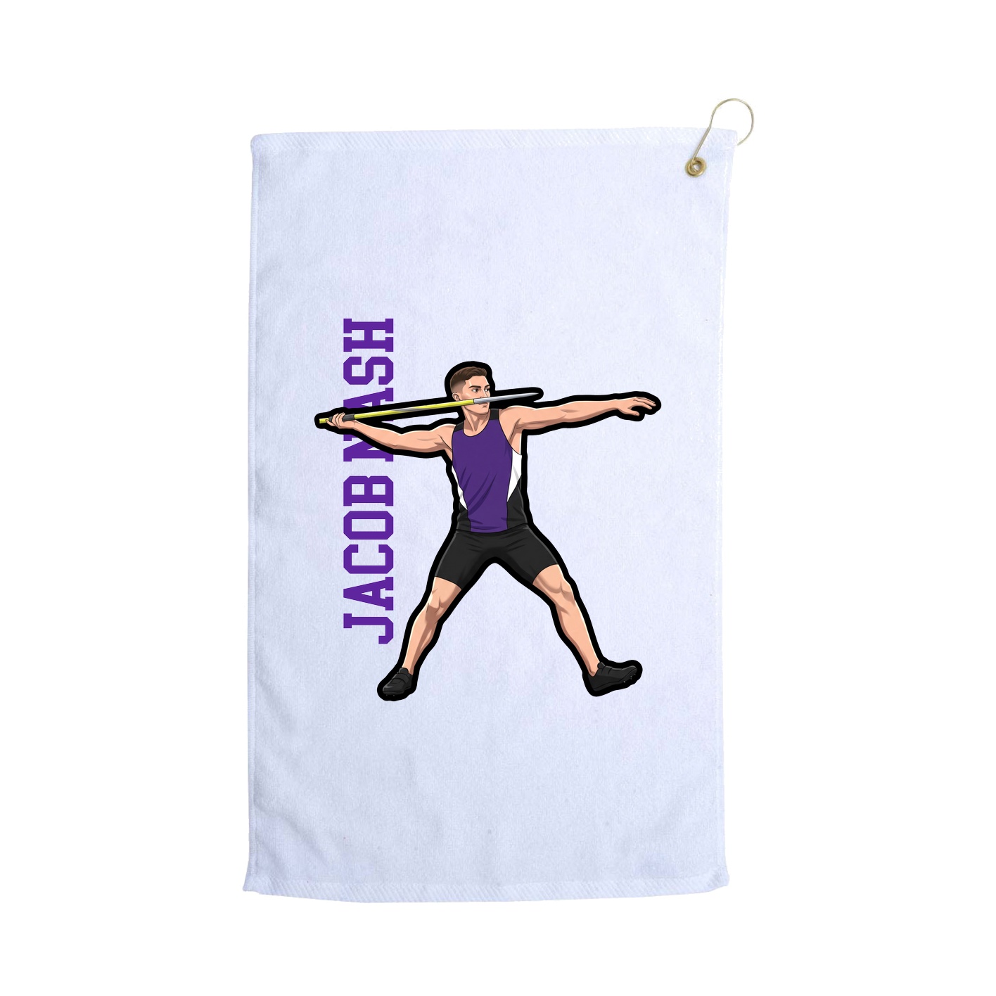 Golf Towel — Name Vertical in White