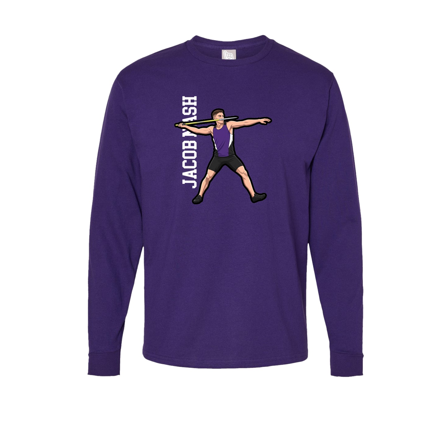 Long Sleeve Tee — Name Vertical in Purple
