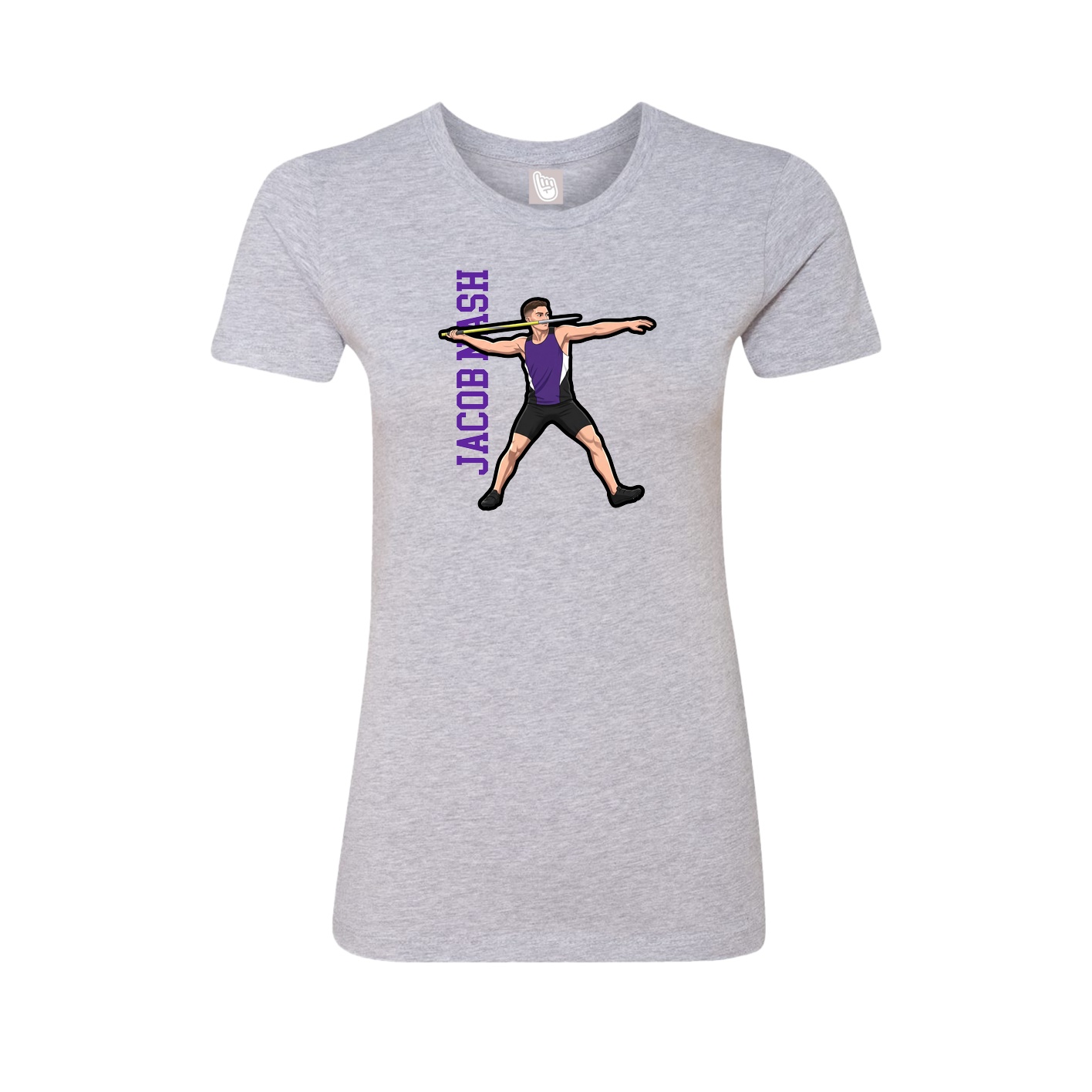 Fitted Women's Tee — Name Vertical in Grey