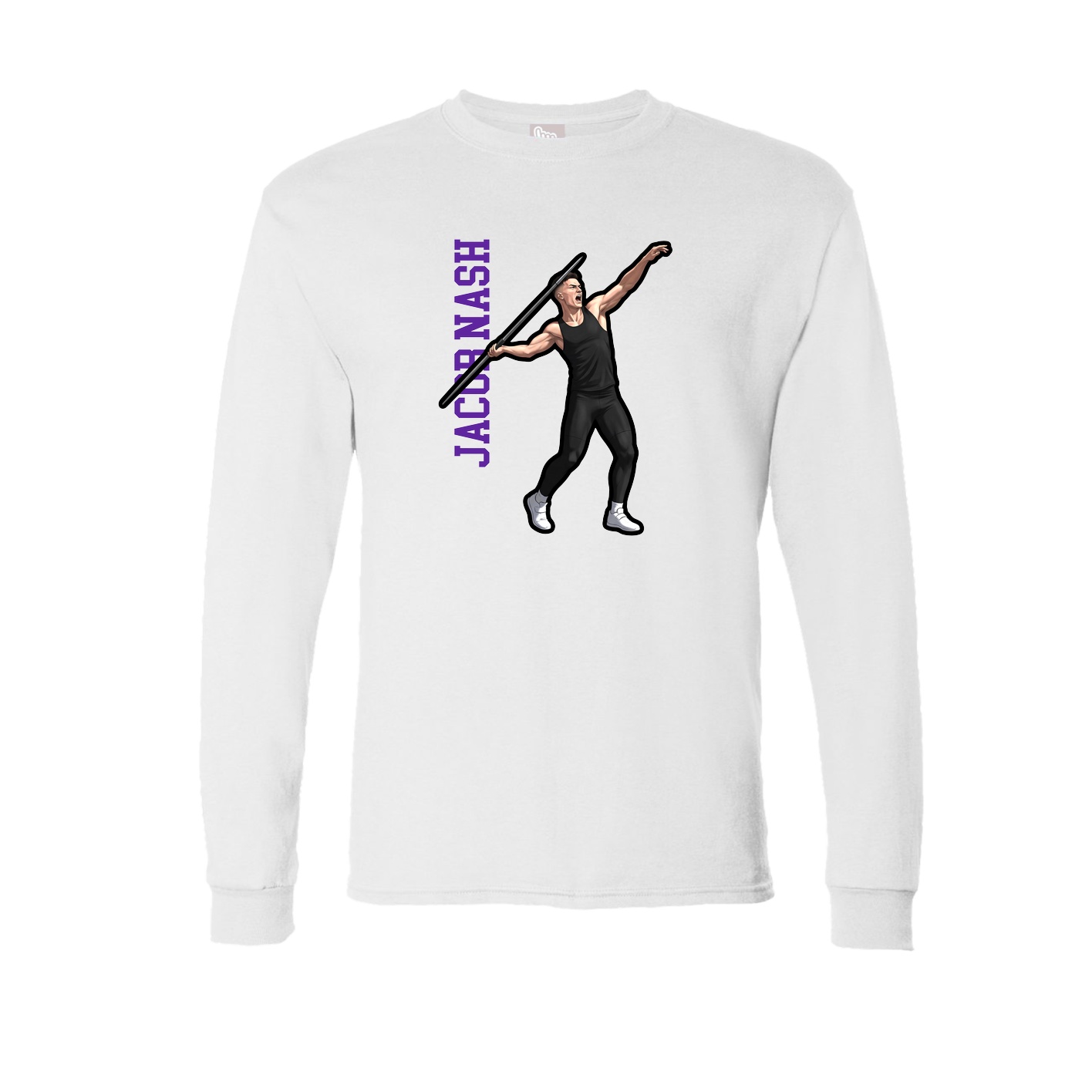 Long Sleeve Tee — Name Vertical in White