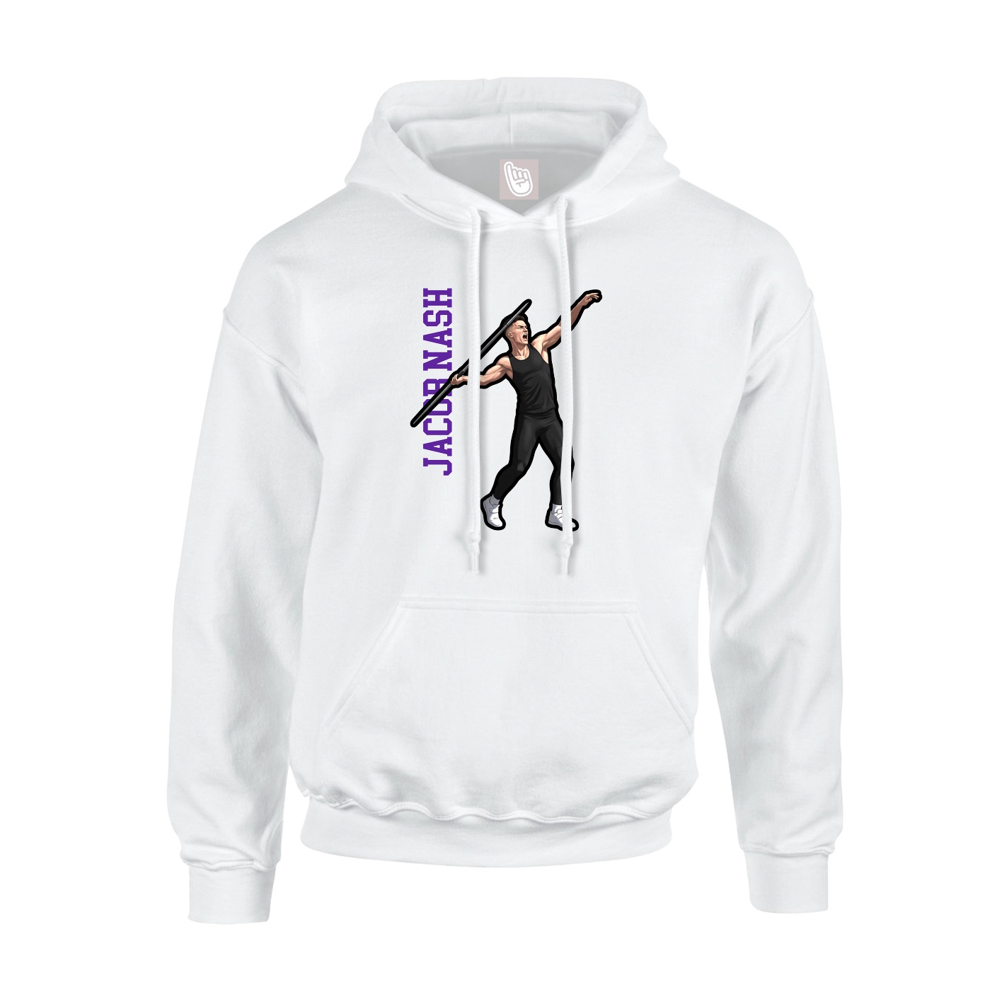 Youth Hoodie — Name Vertical in White