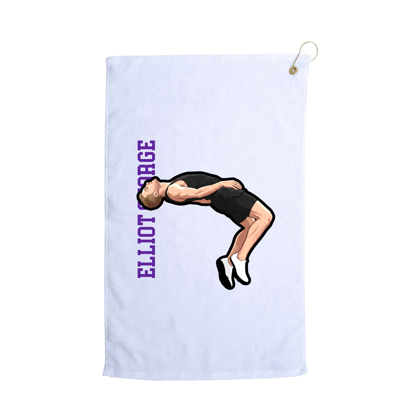 Golf Towel — Name Vertical in White