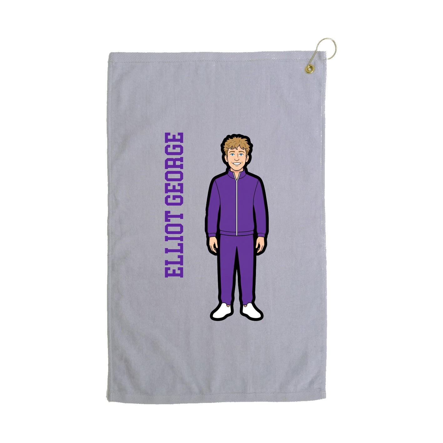 Golf Towel — Name Vertical in Grey