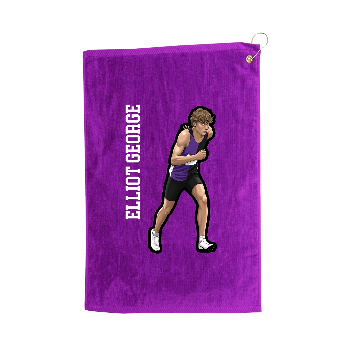 Golf Towel — Name Vertical in Purple