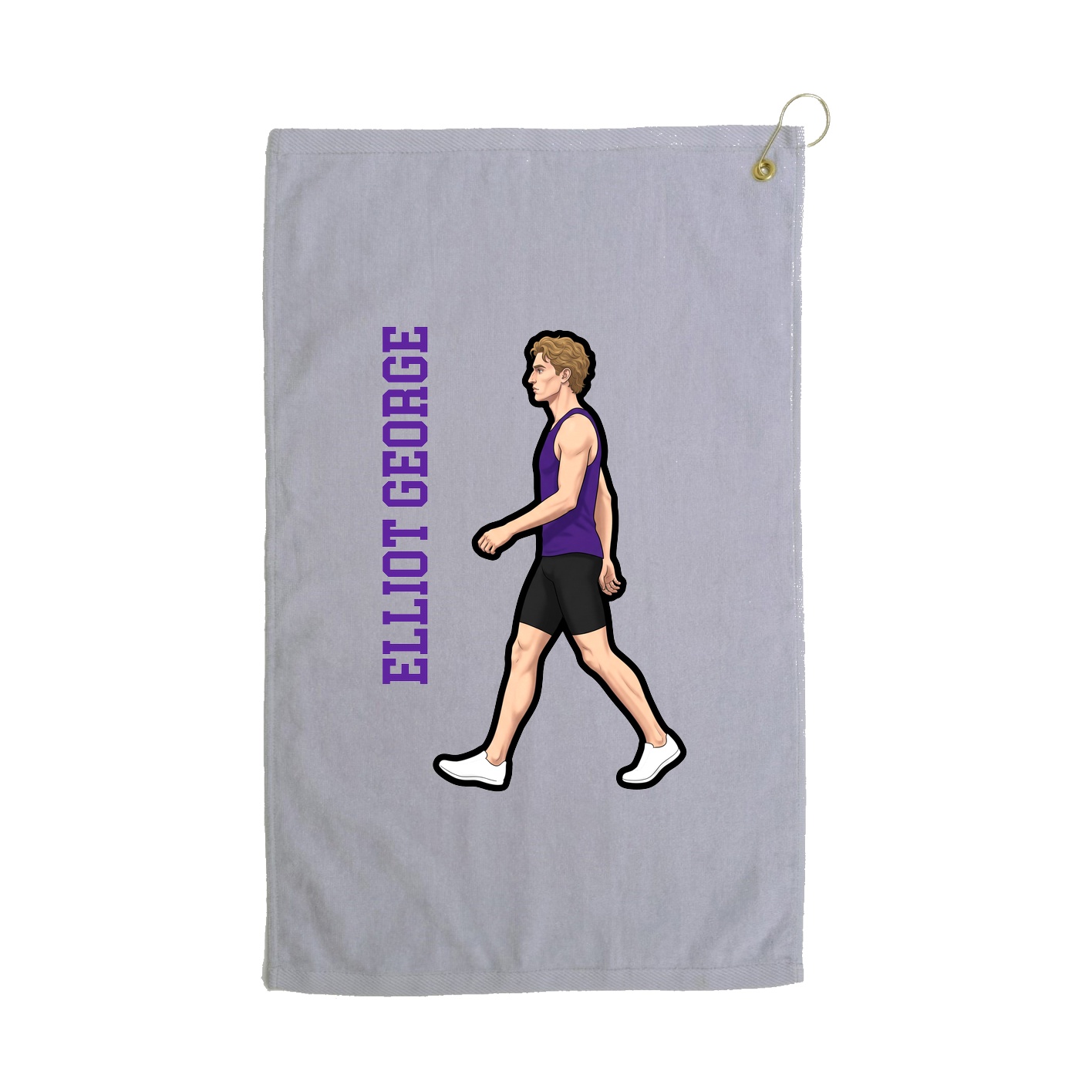 Golf Towel — Name Vertical in Grey