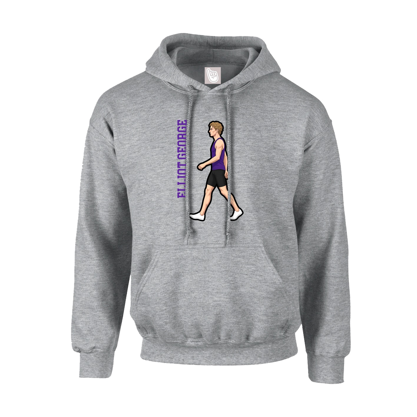 Hoodie — Name Vertical in Grey
