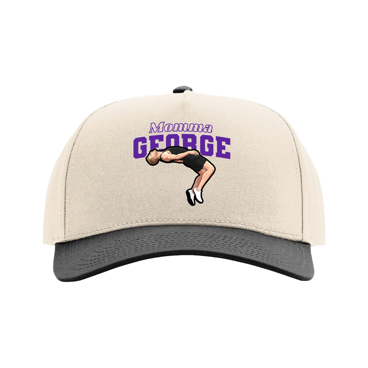 Full Fabric Five-Panel Champ Cap — Mothers Day Block in Cream/Black