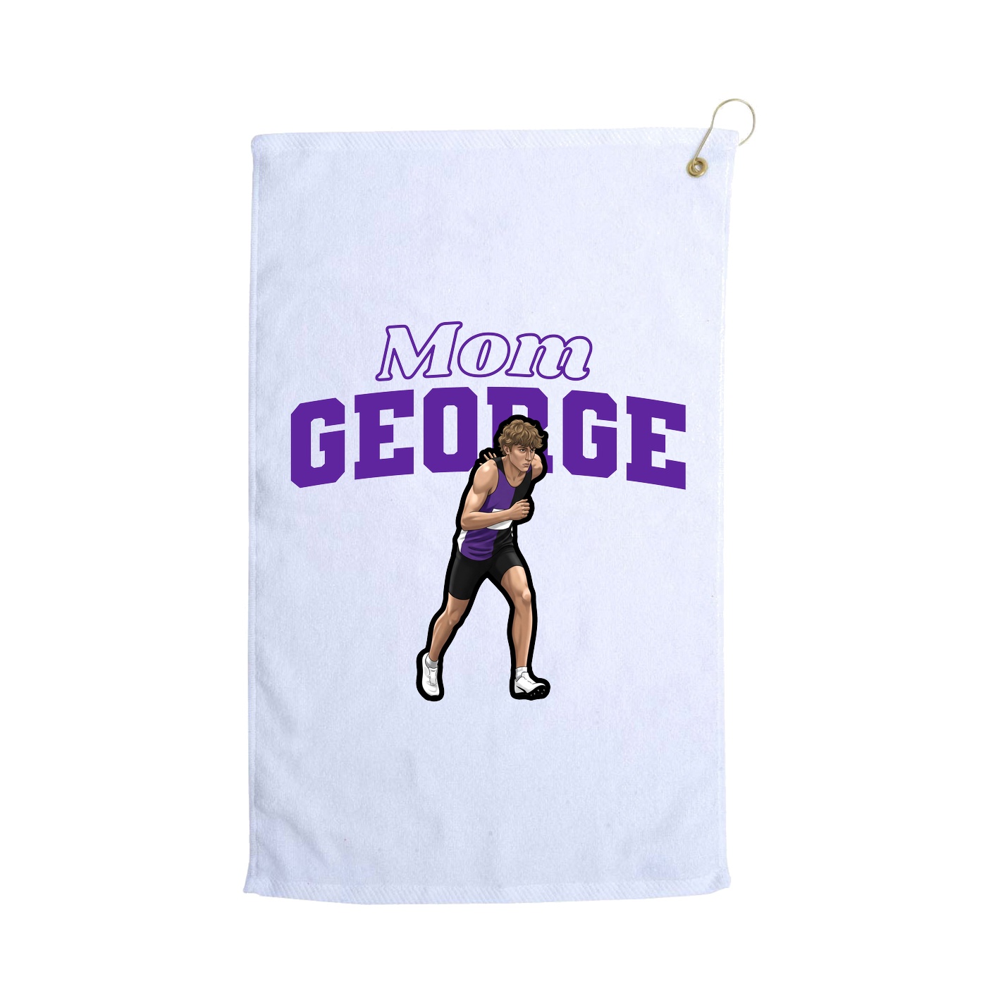 Golf Towel — Mothers Day Block in White