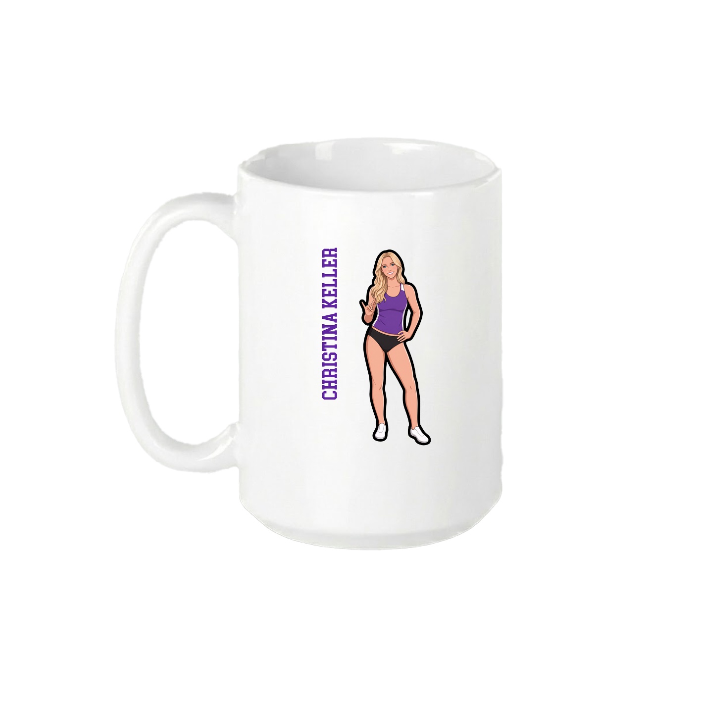 15oz Coffee Mug — Name Vertical in White