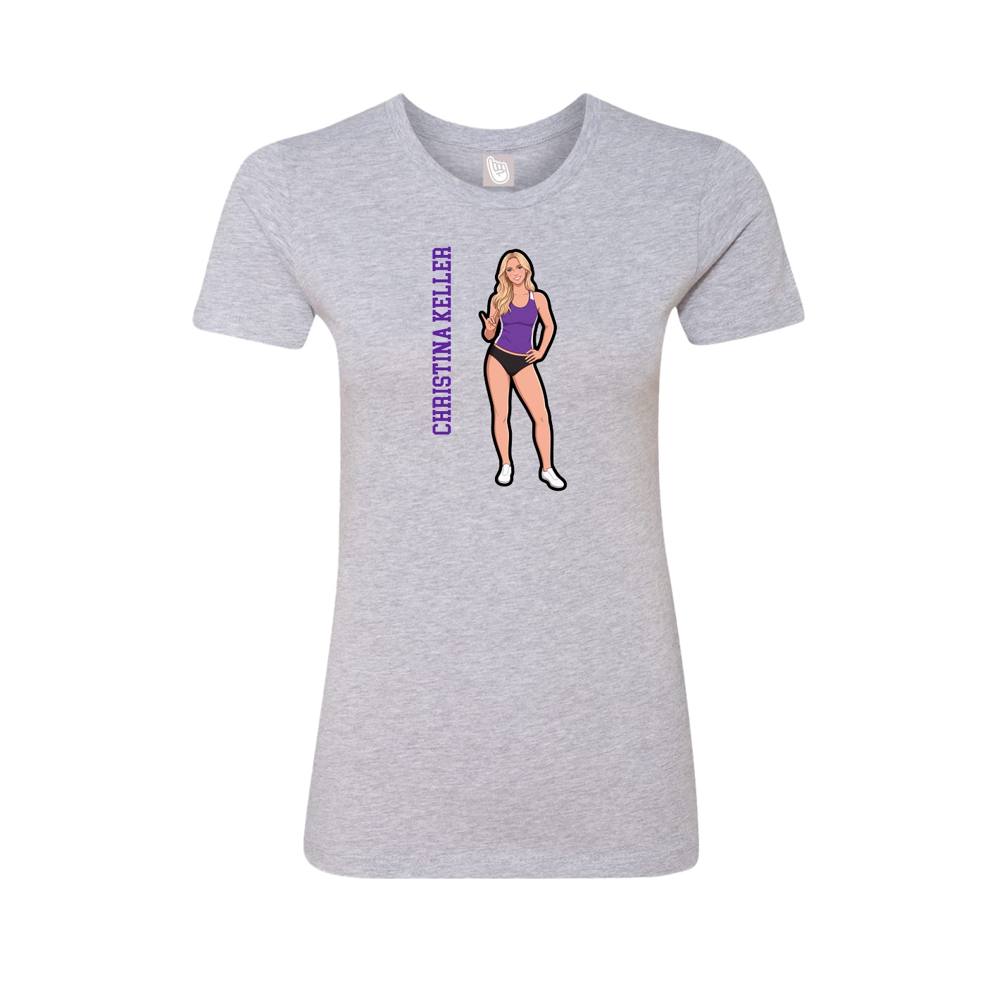 Fitted Women's Tee — Name Vertical in Grey