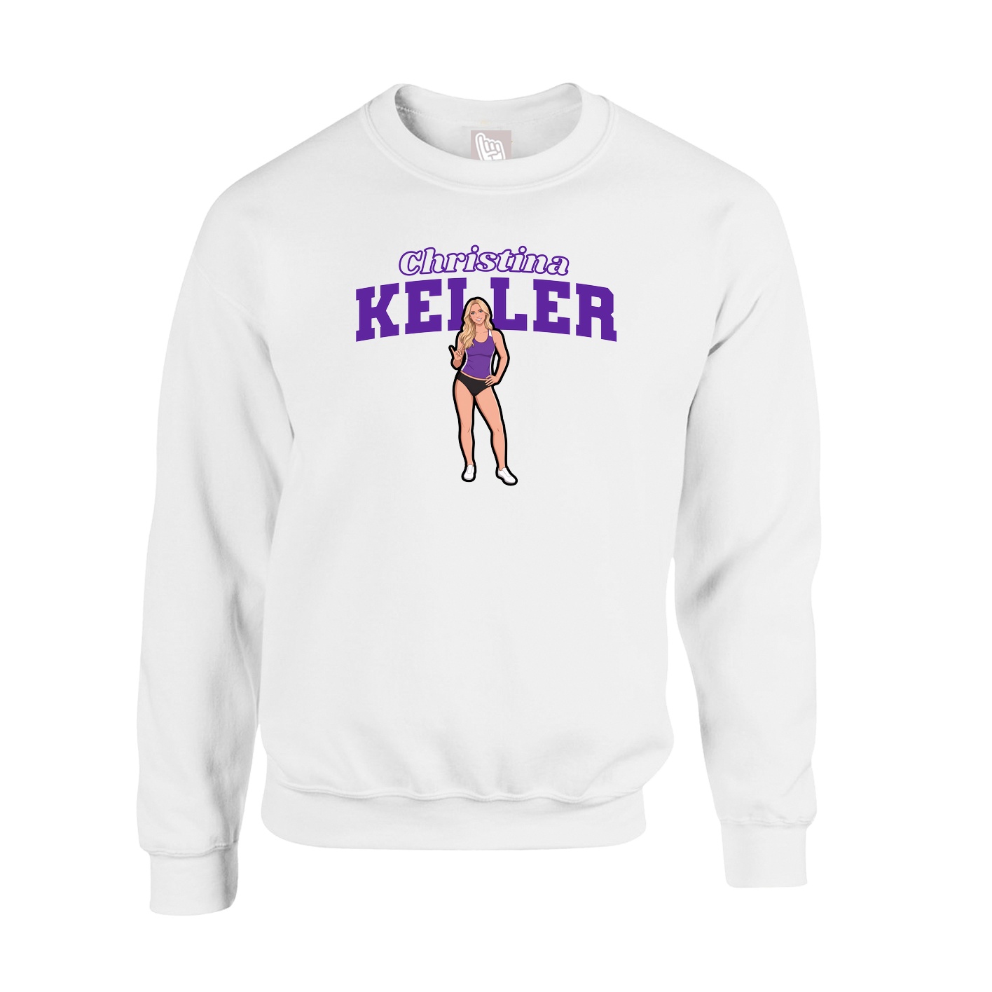 Fleece Crew — Name Arch in White
