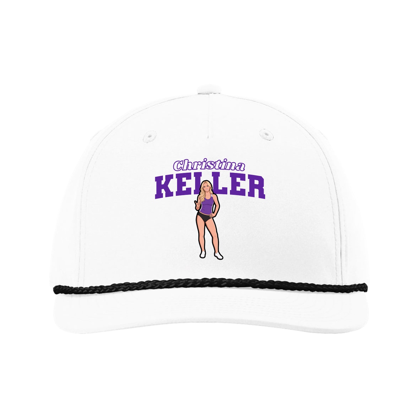 Five-Panel Classic Rope Cap — Name Arch in White