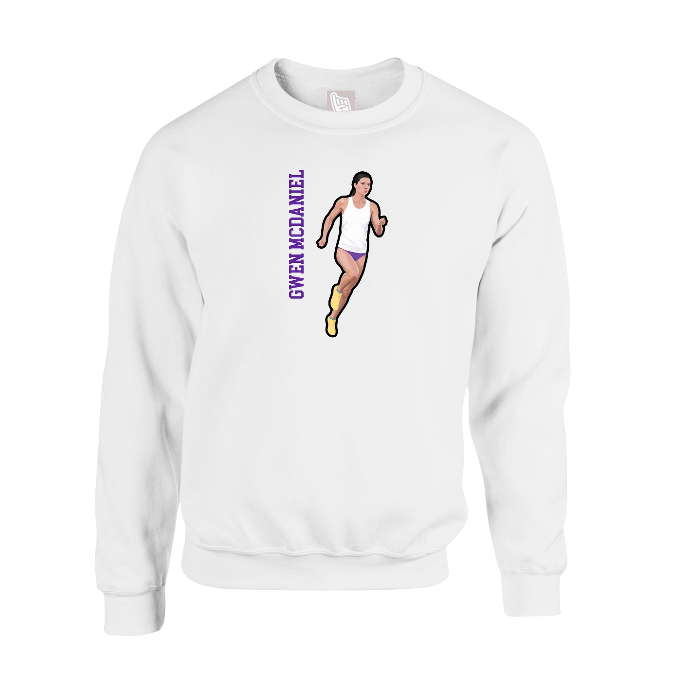 Fleece Crew — Name Vertical in White