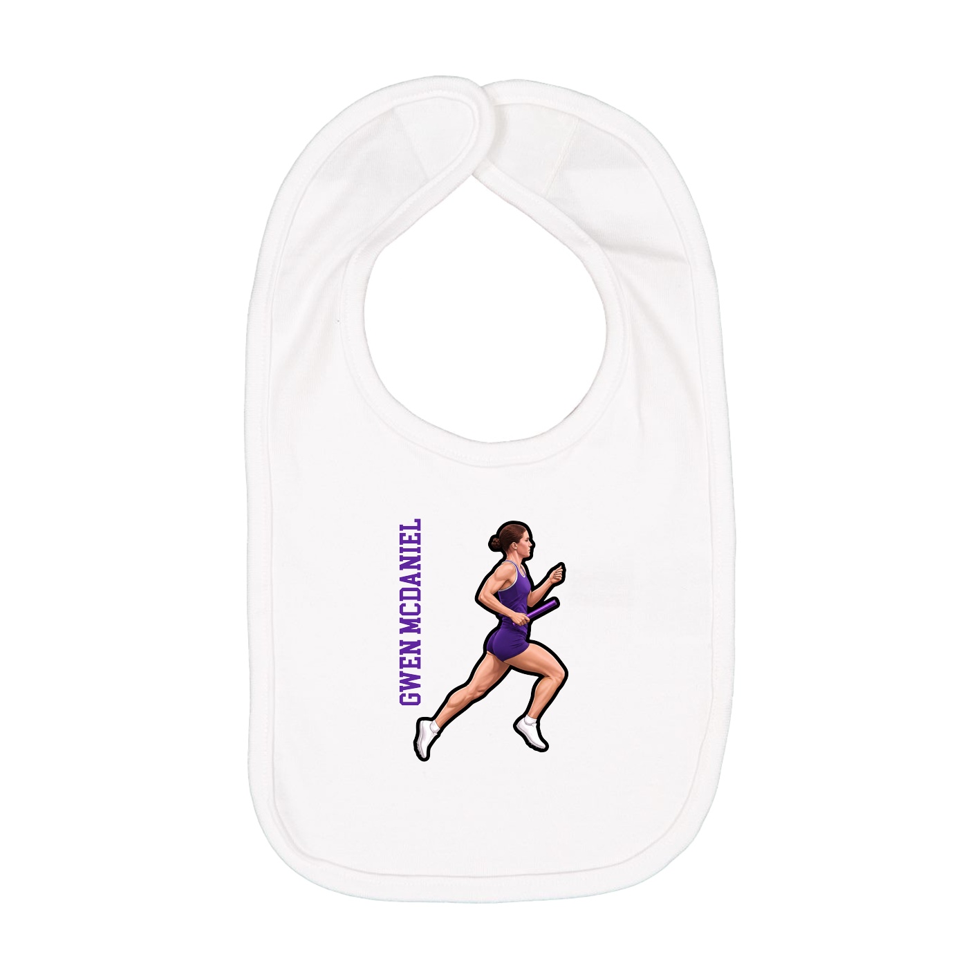 Infant Bib — Name Vertical in White