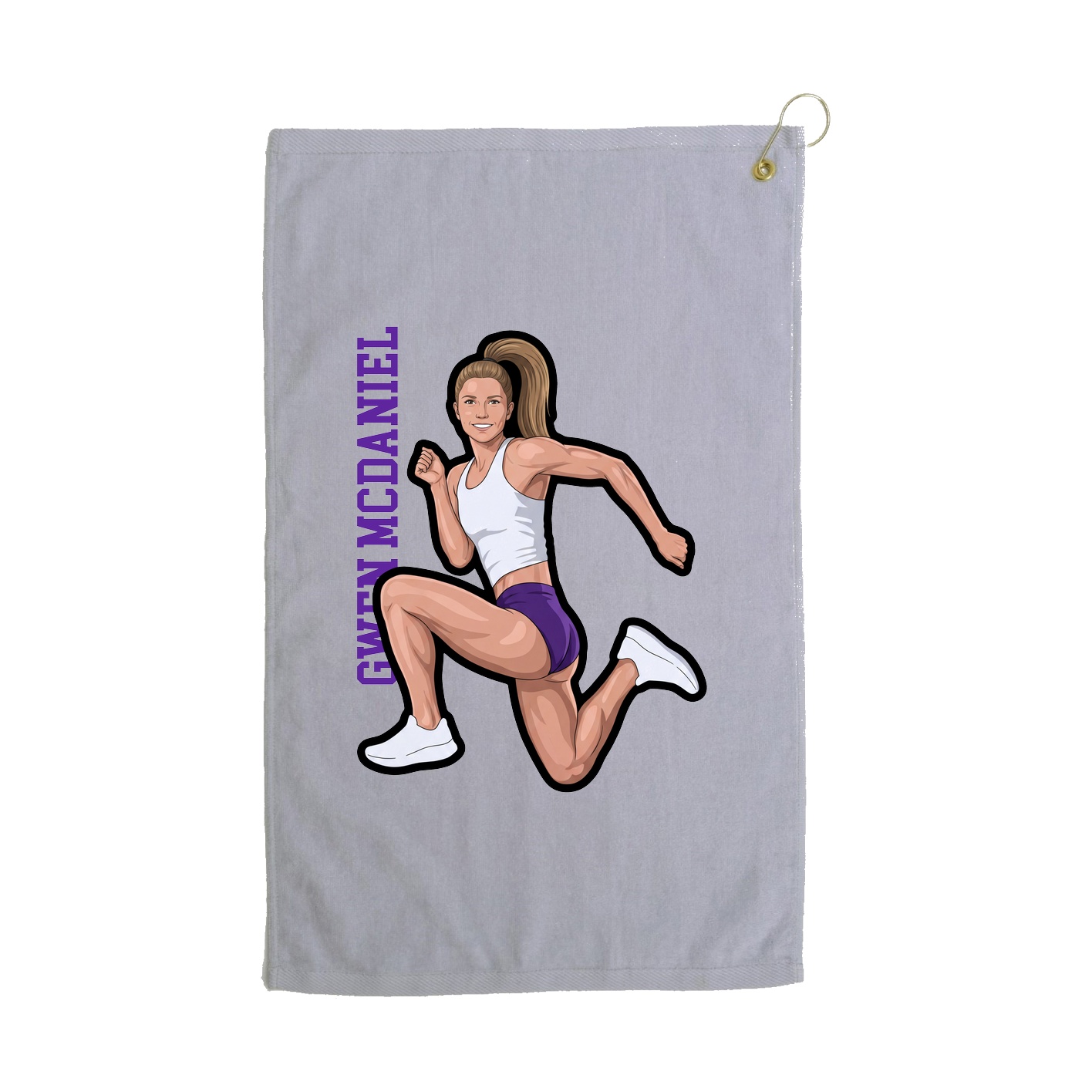 Golf Towel — Name Vertical in Grey