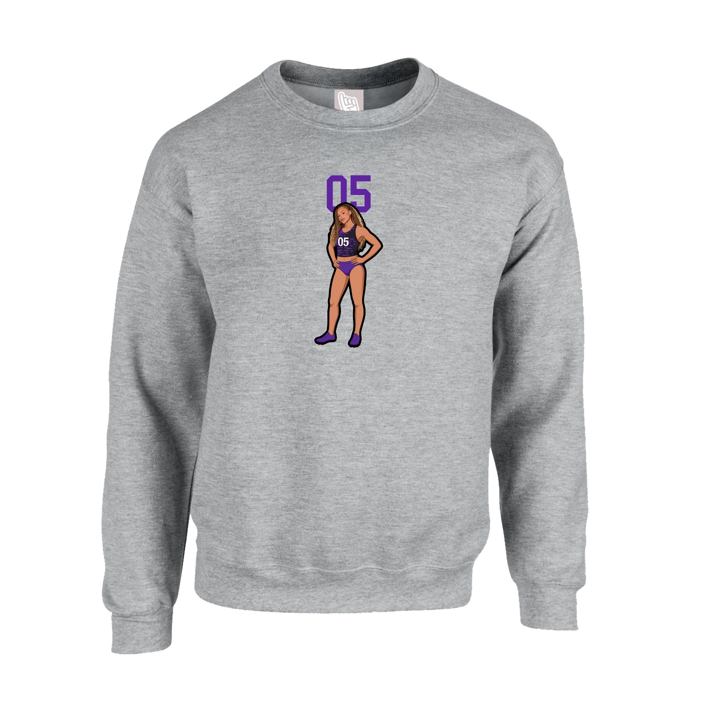 Fleece Crew — Number Top in Grey