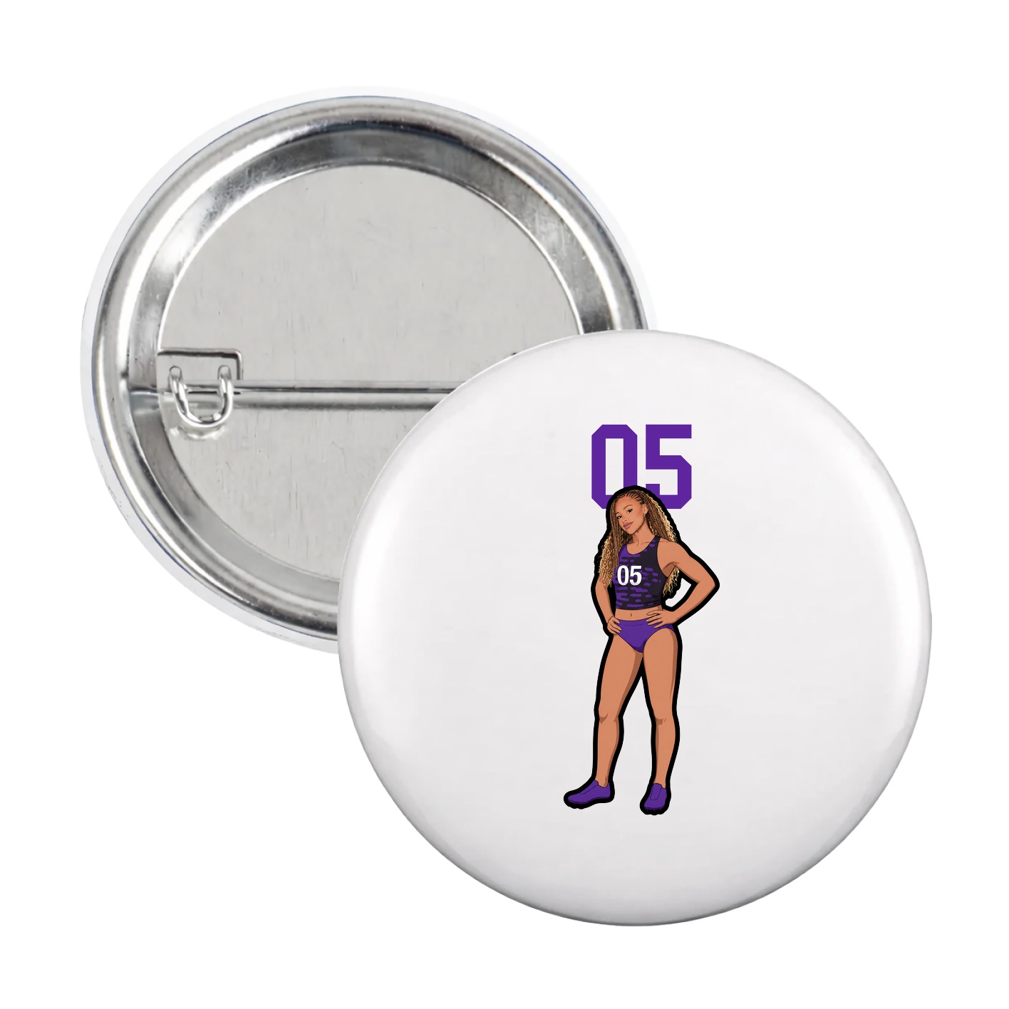 Game Day Button — Number Top in White