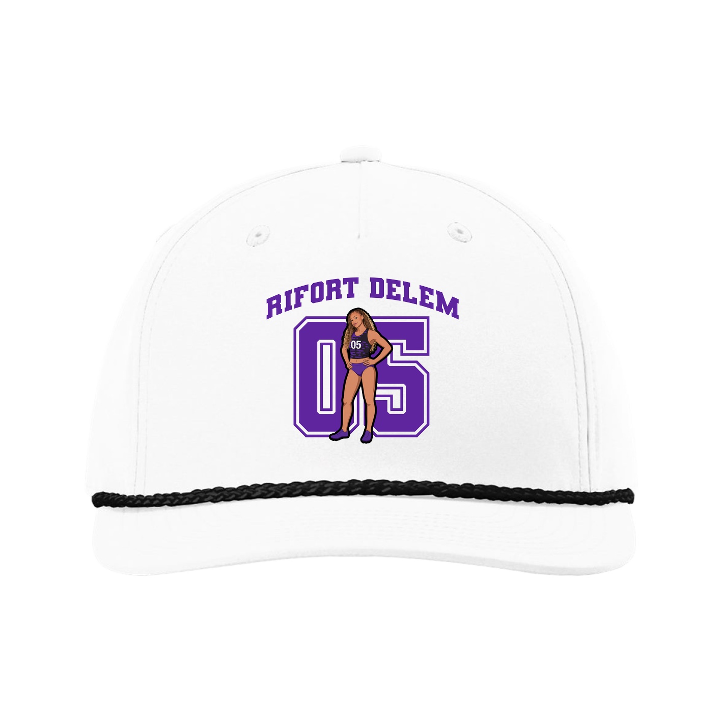 Five-Panel Classic Rope Cap — Number in White
