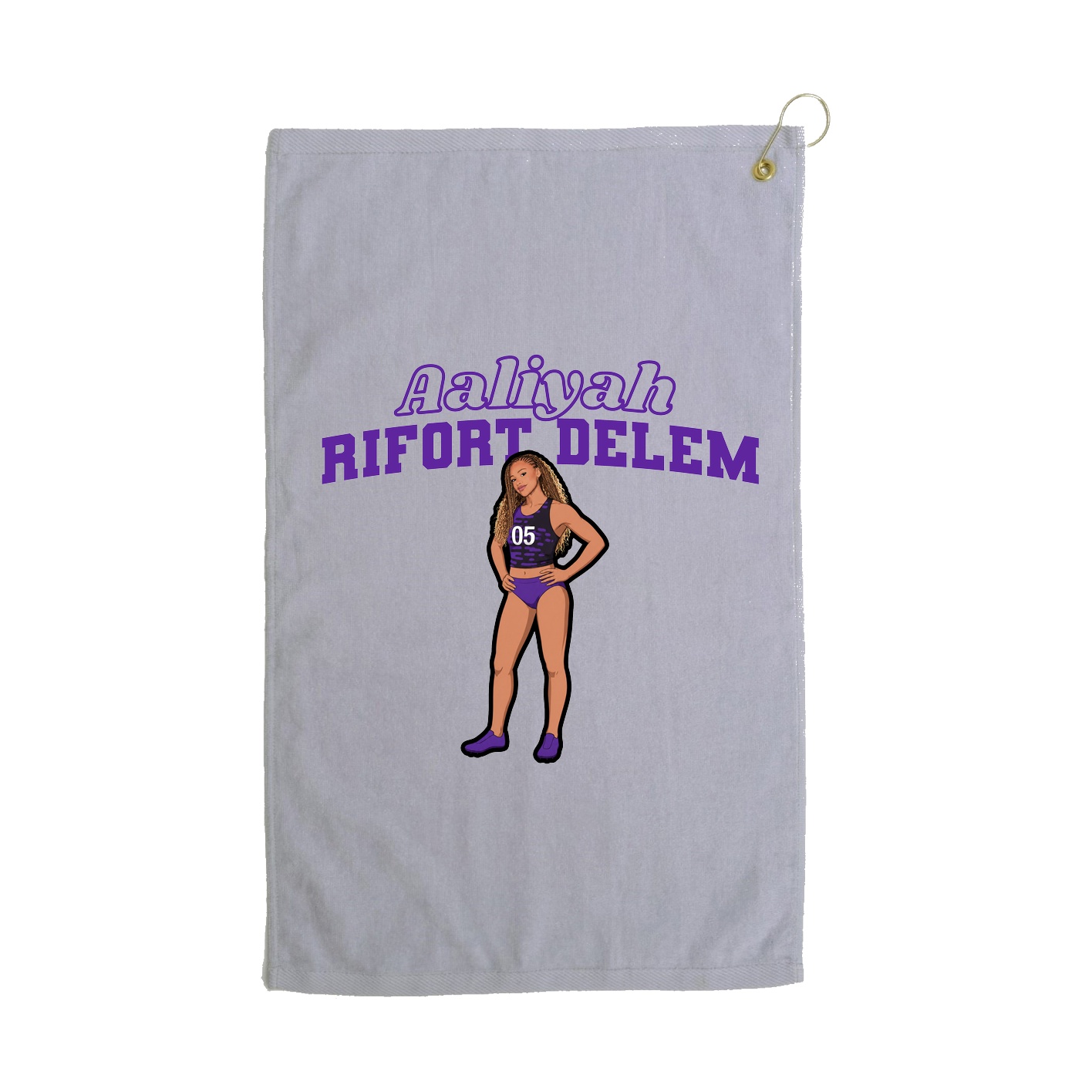 Golf Towel — Name Arch in Grey