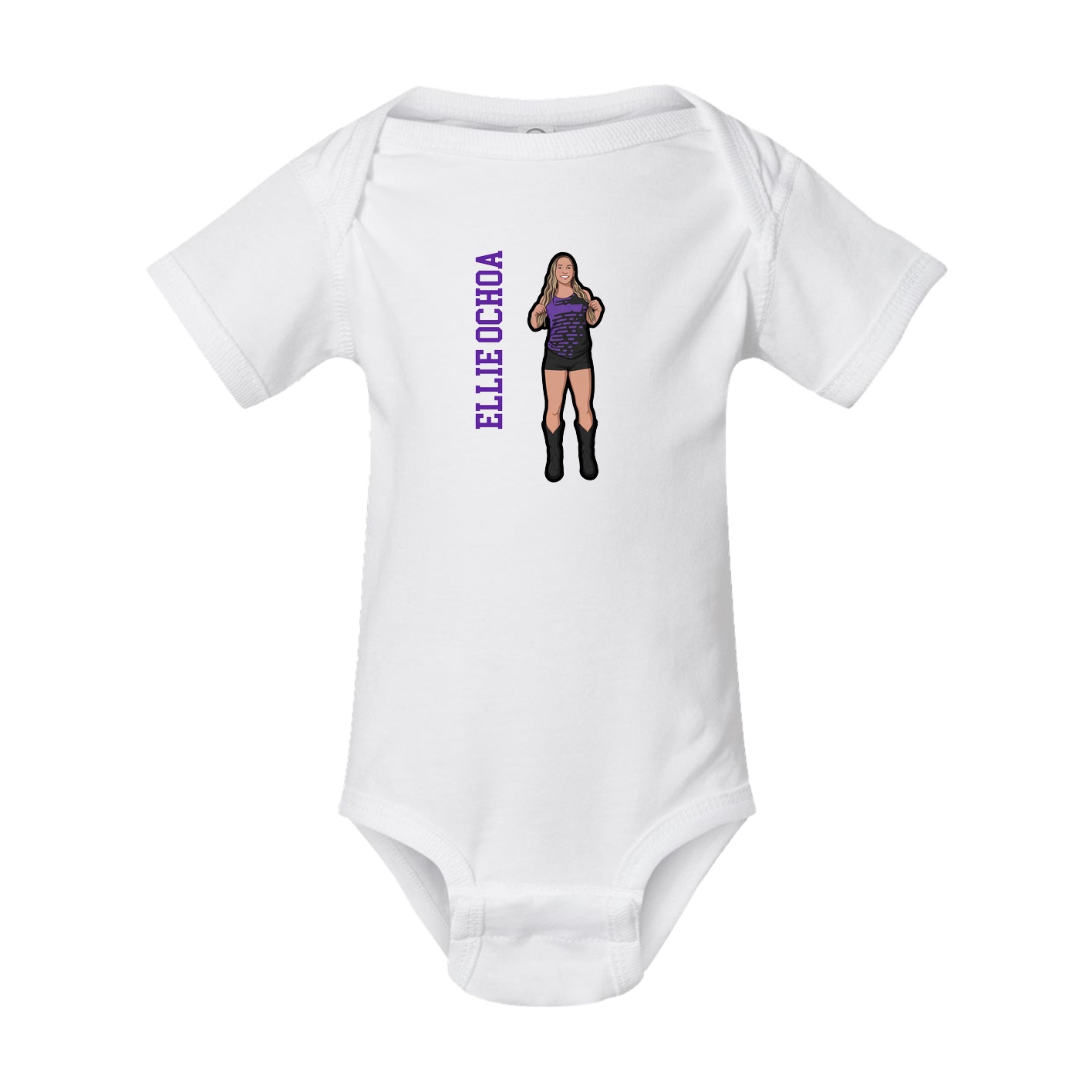 Baby Onesie — Name Vertical in White